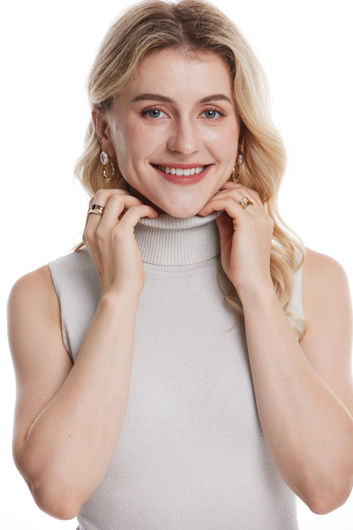 High-neck base layer sweater lurex rc088