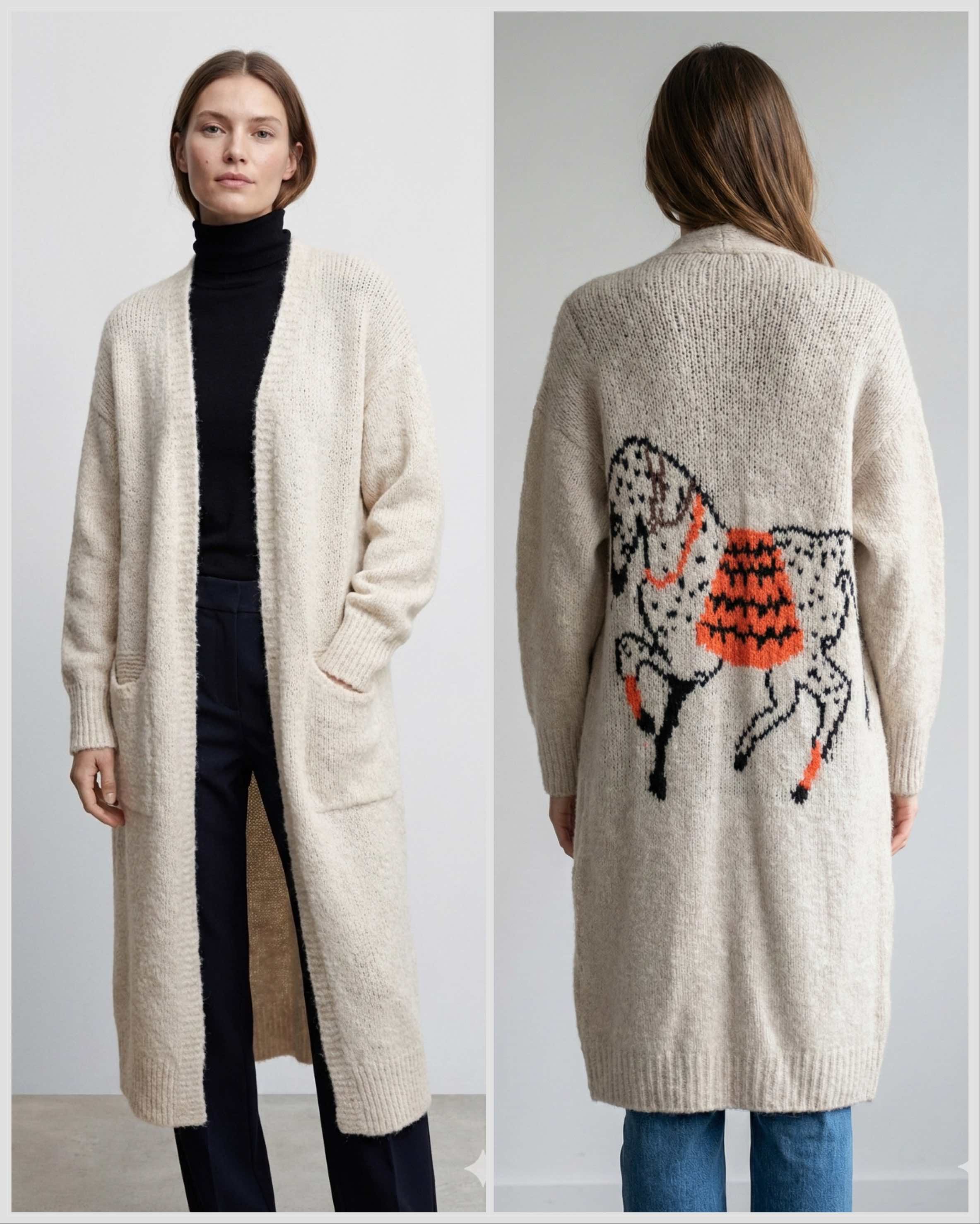 Horse. Jacquard pattern on the back. Sweater/Coat art. 21377