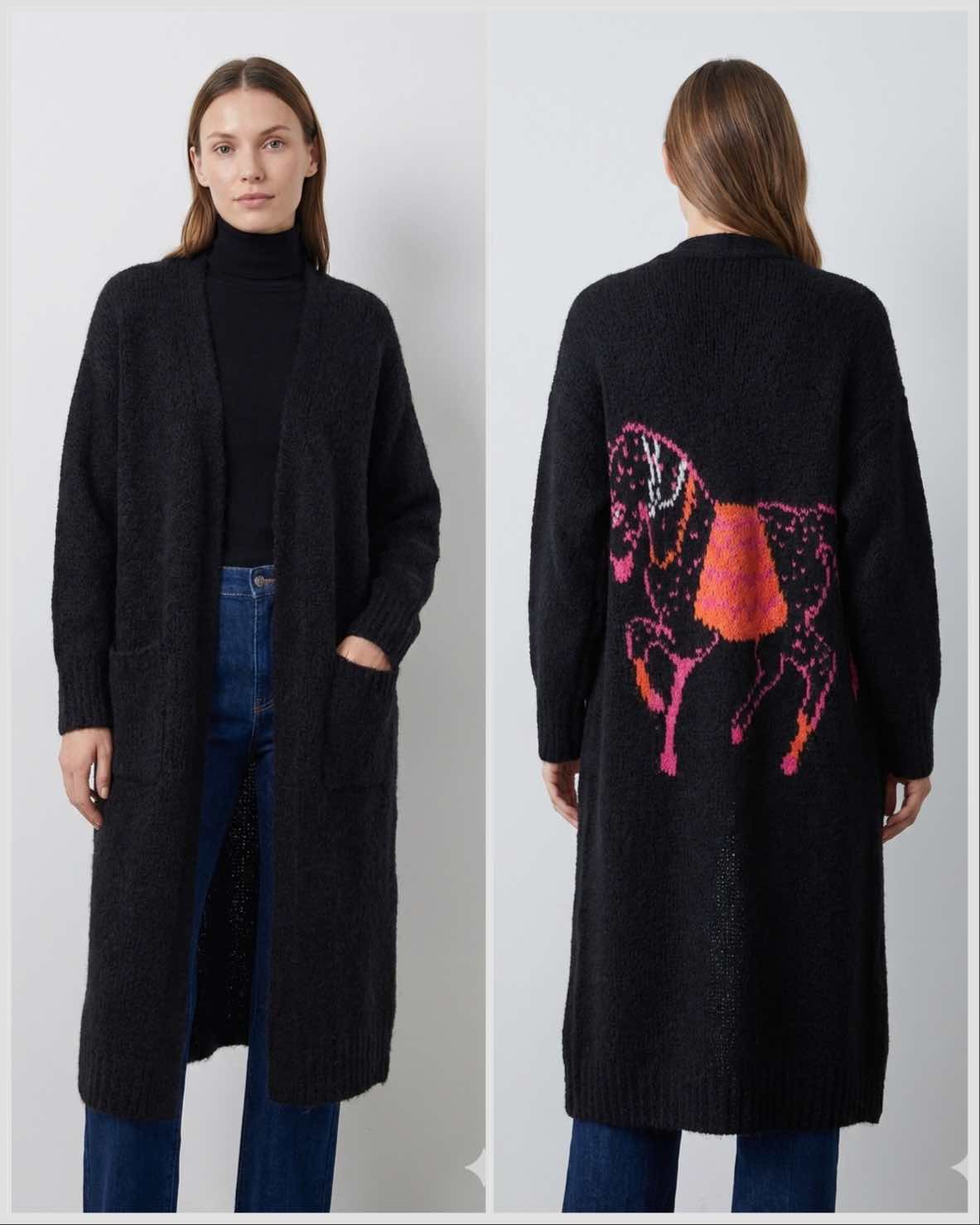 Horse. Jacquard pattern on the back. Sweater/Coat art. 21377
