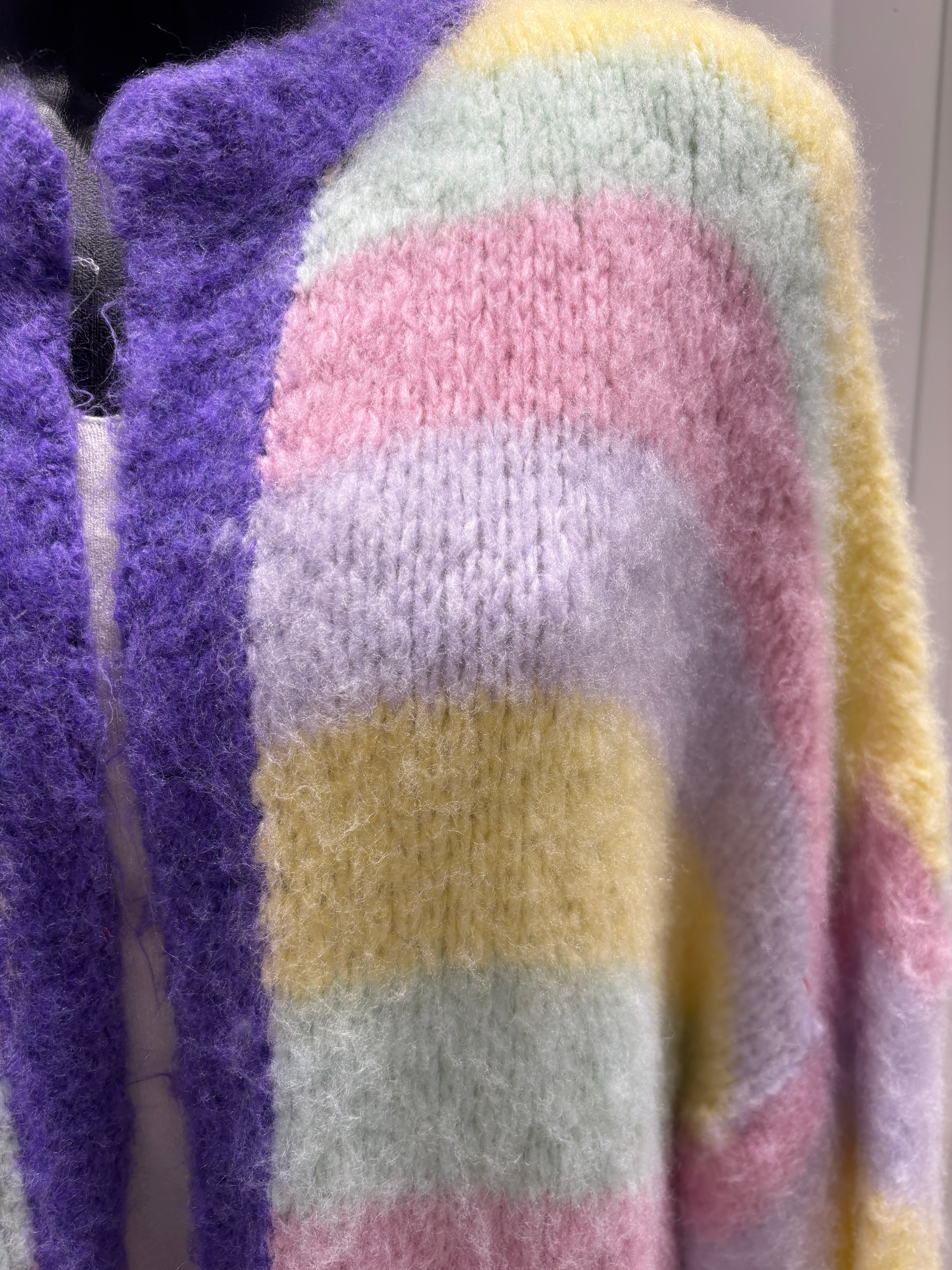 Color-blocked sweater coat art. 21385