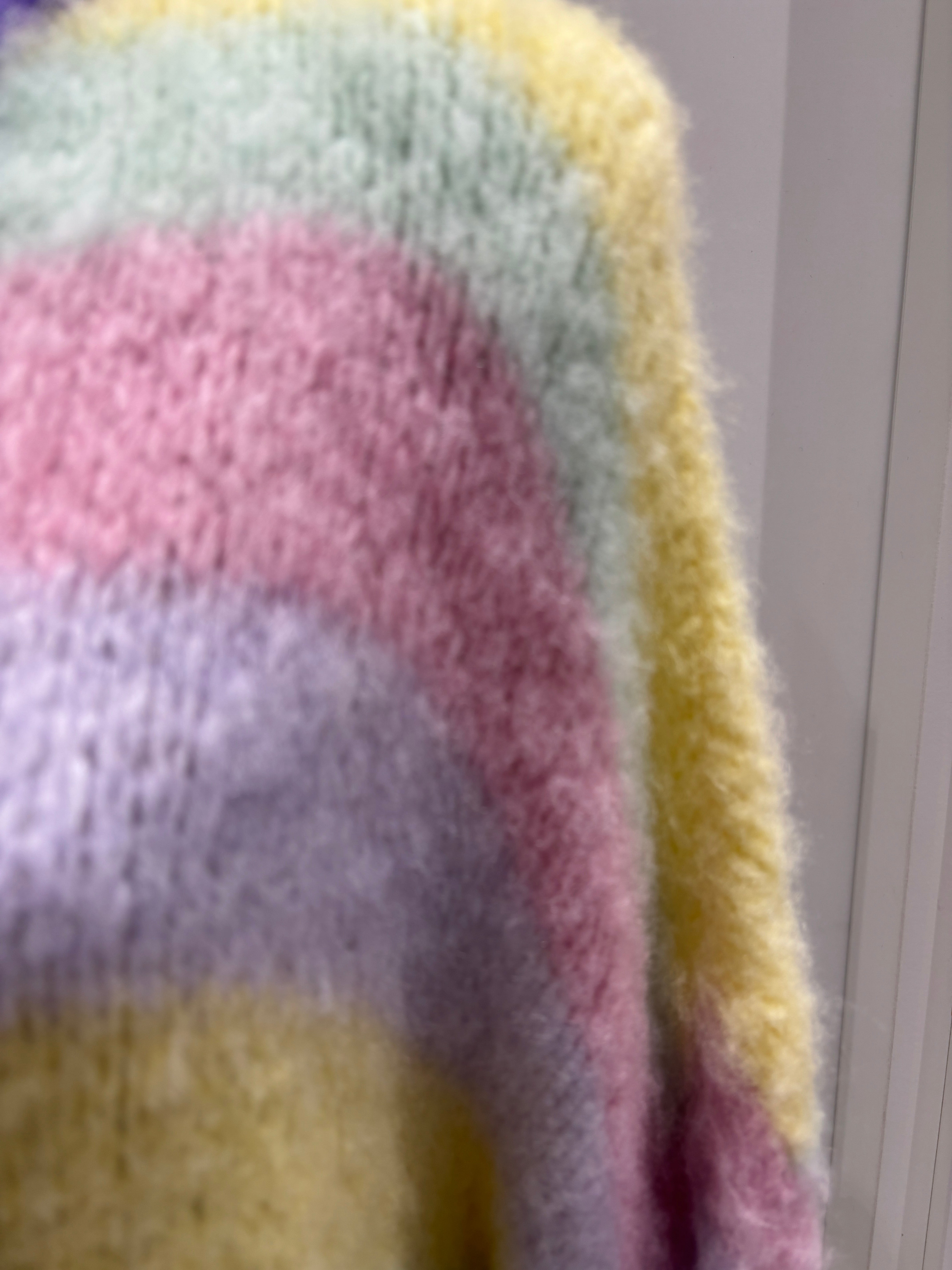 Color-blocked sweater coat art. 21385