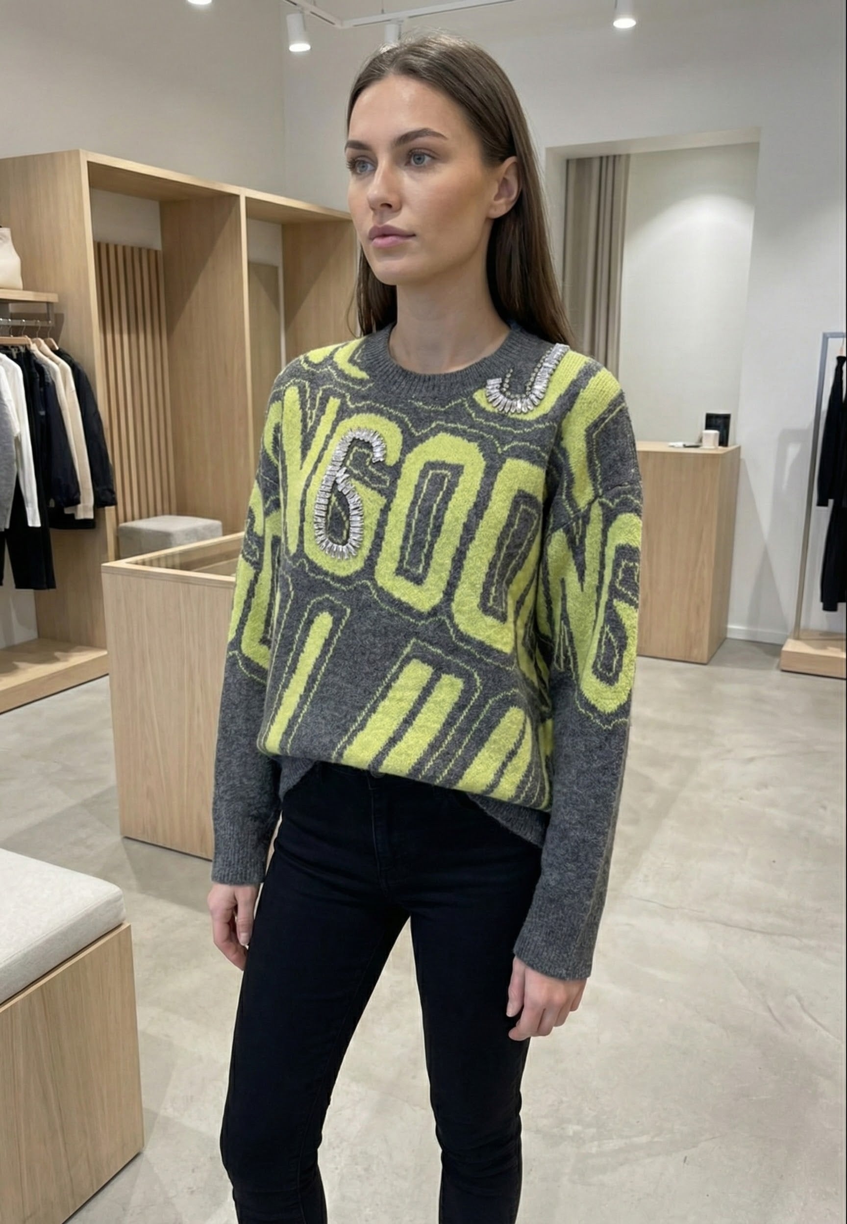 Maglione con strass jacquard