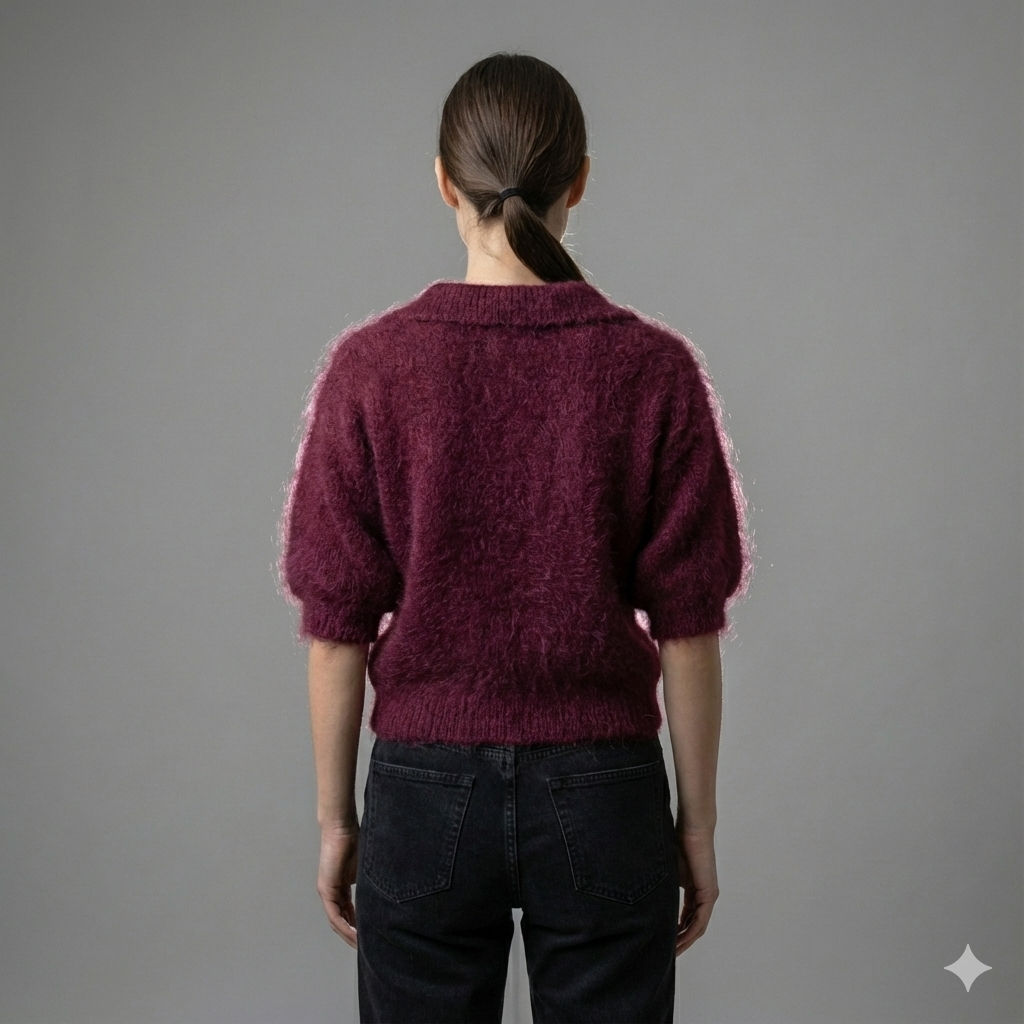 Baby mohair, V-neck polo collar, short-sleeved, Casual, Short style art.mh6101