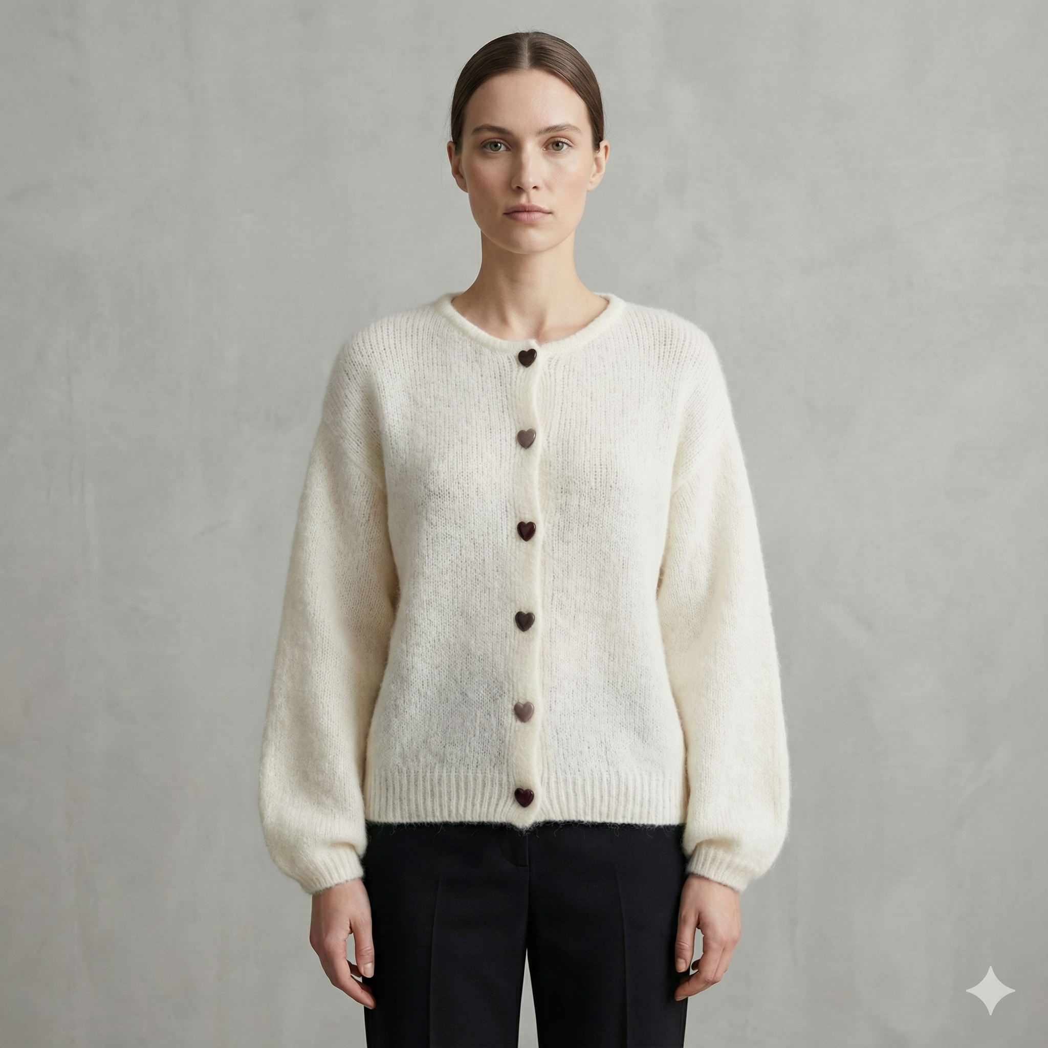 baby alpaca long sleeve Cardigan crew neck art.21502