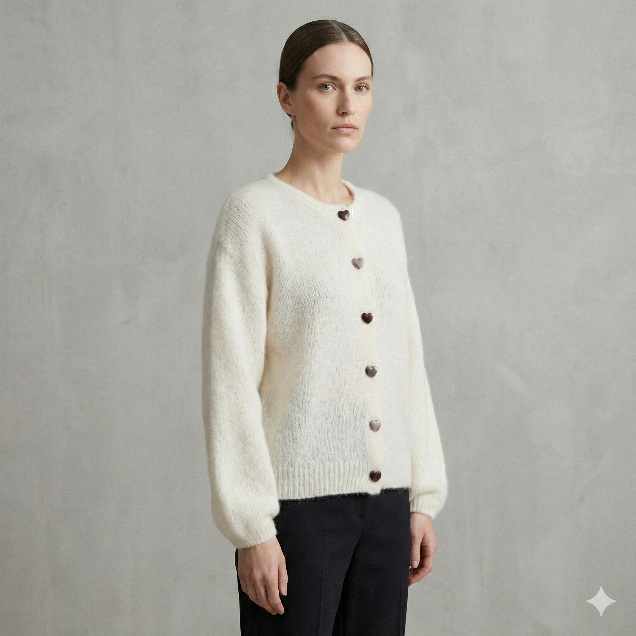 baby alpaca long sleeve Cardigan crew neck art.21502