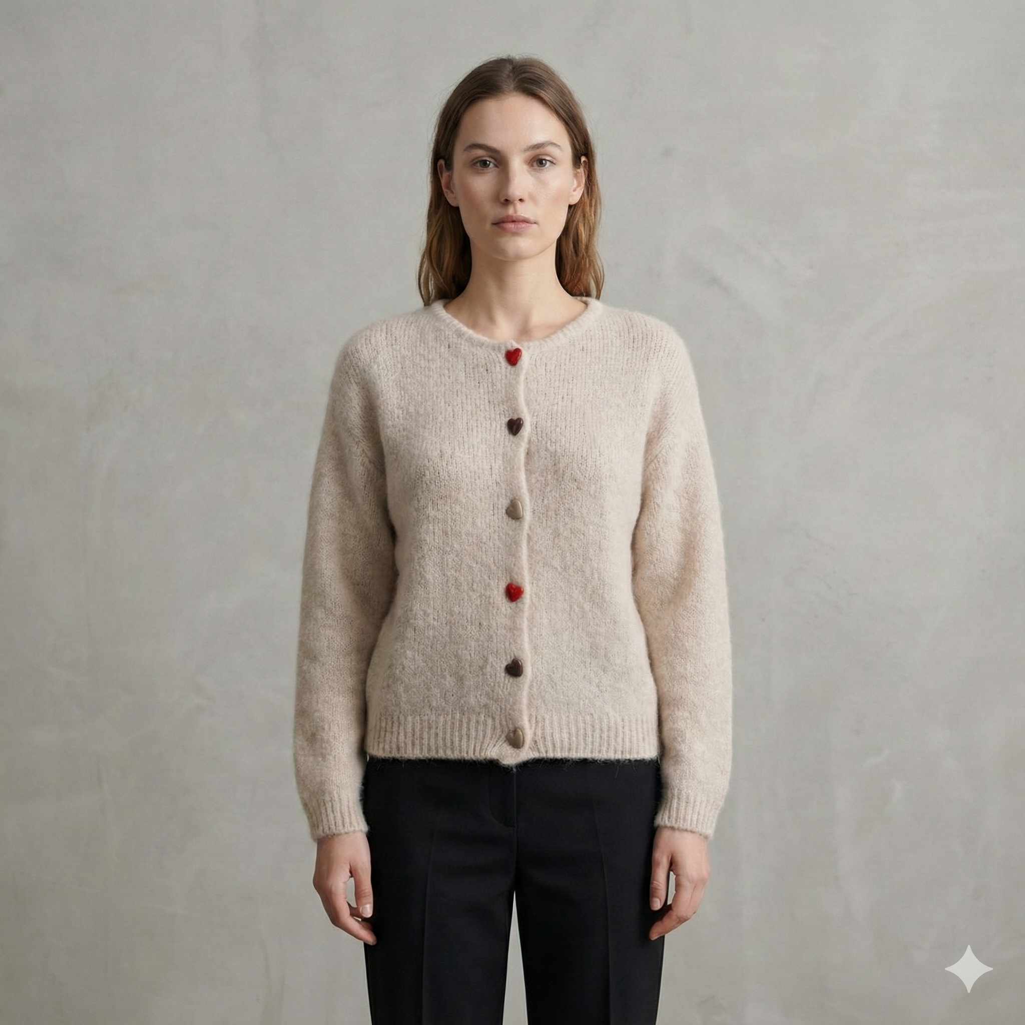 baby alpaca long sleeve Cardigan crew neck art.21502