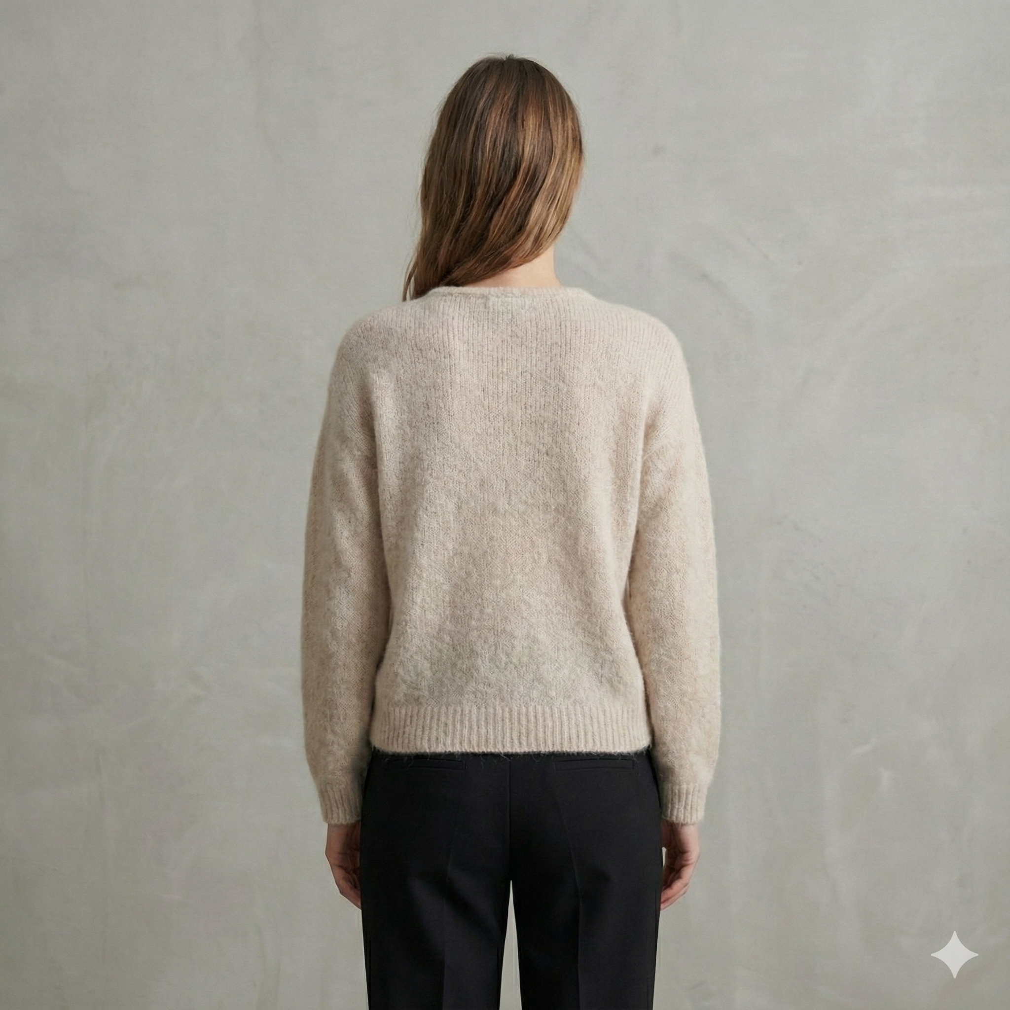 baby alpaca long sleeve Cardigan crew neck art.21502