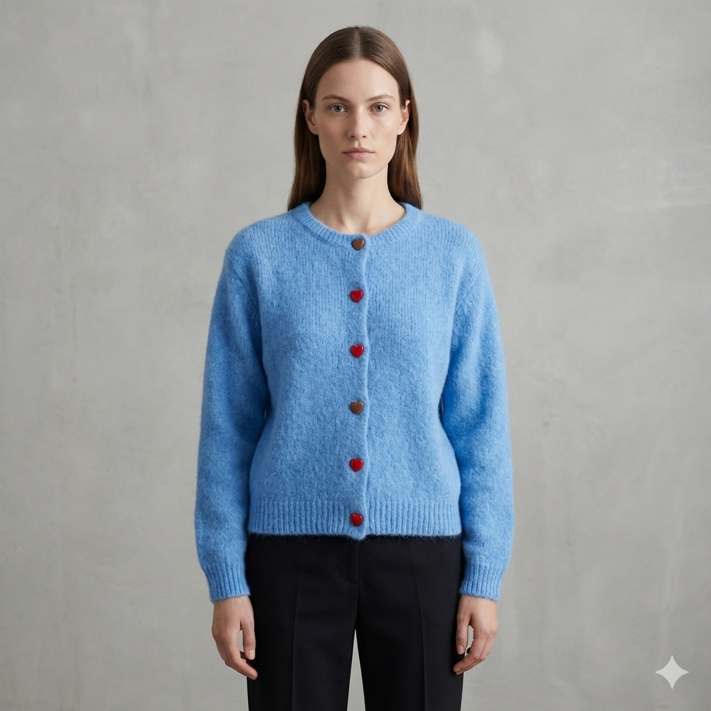 baby alpaca long sleeve Cardigan crew neck art.21502