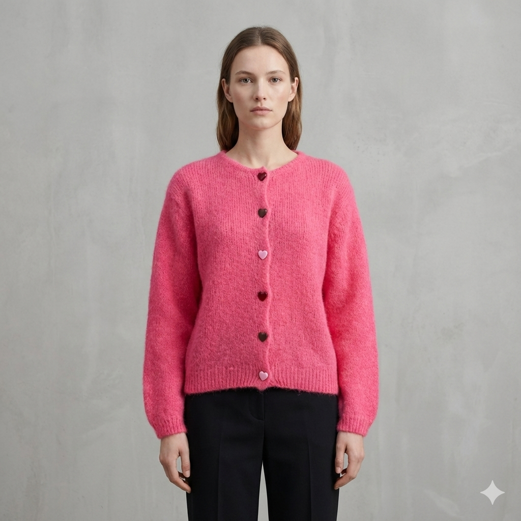 baby alpaca long sleeve Cardigan crew neck art.21502