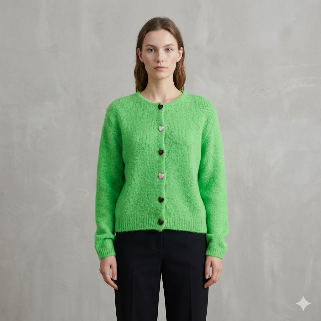 baby alpaca long sleeve Cardigan crew neck art.21502