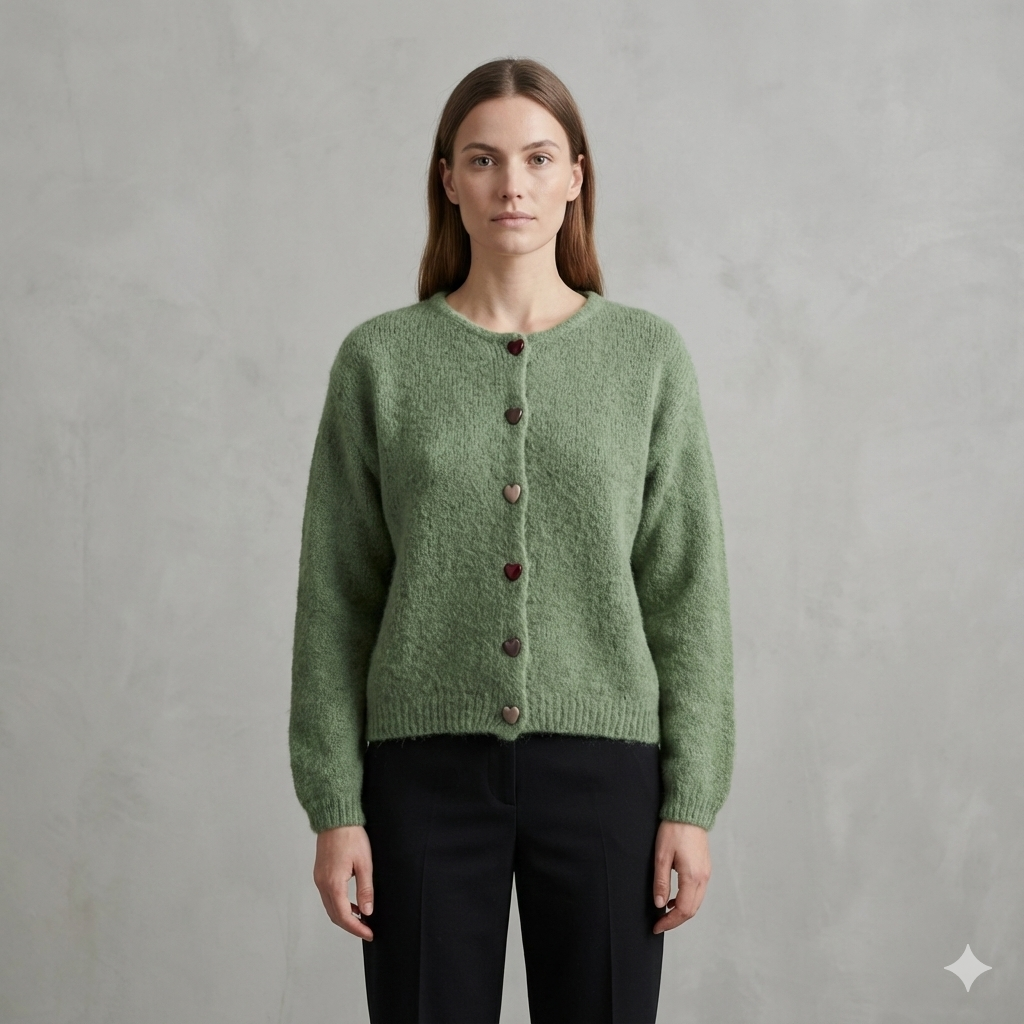 baby alpaca long sleeve Cardigan crew neck art.21502