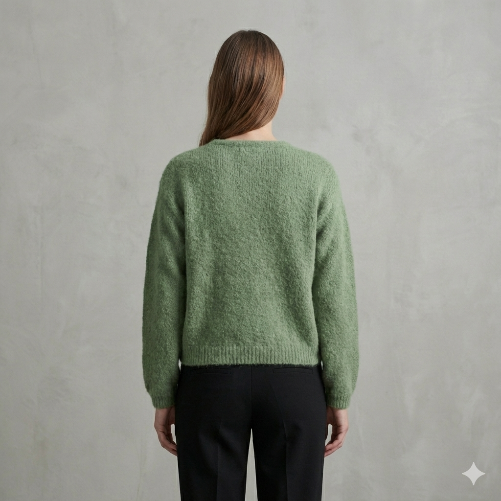 baby alpaca long sleeve Cardigan crew neck art.21502