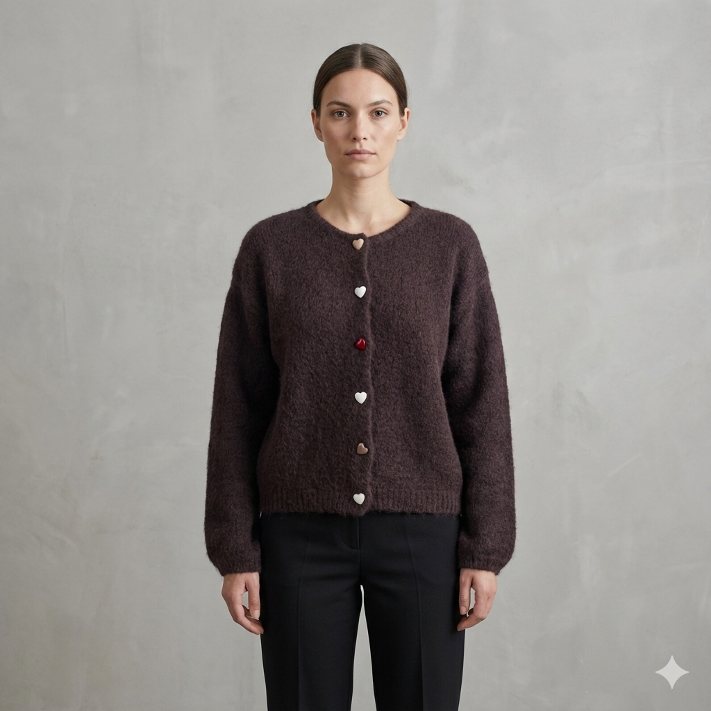 baby alpaca long sleeve Cardigan crew neck art.21502