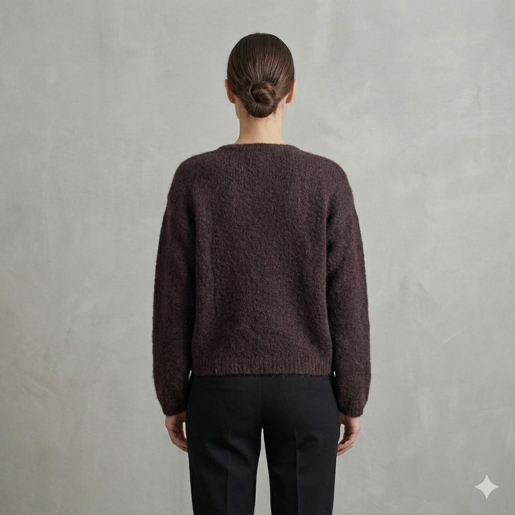 baby alpaca long sleeve Cardigan crew neck art.21502