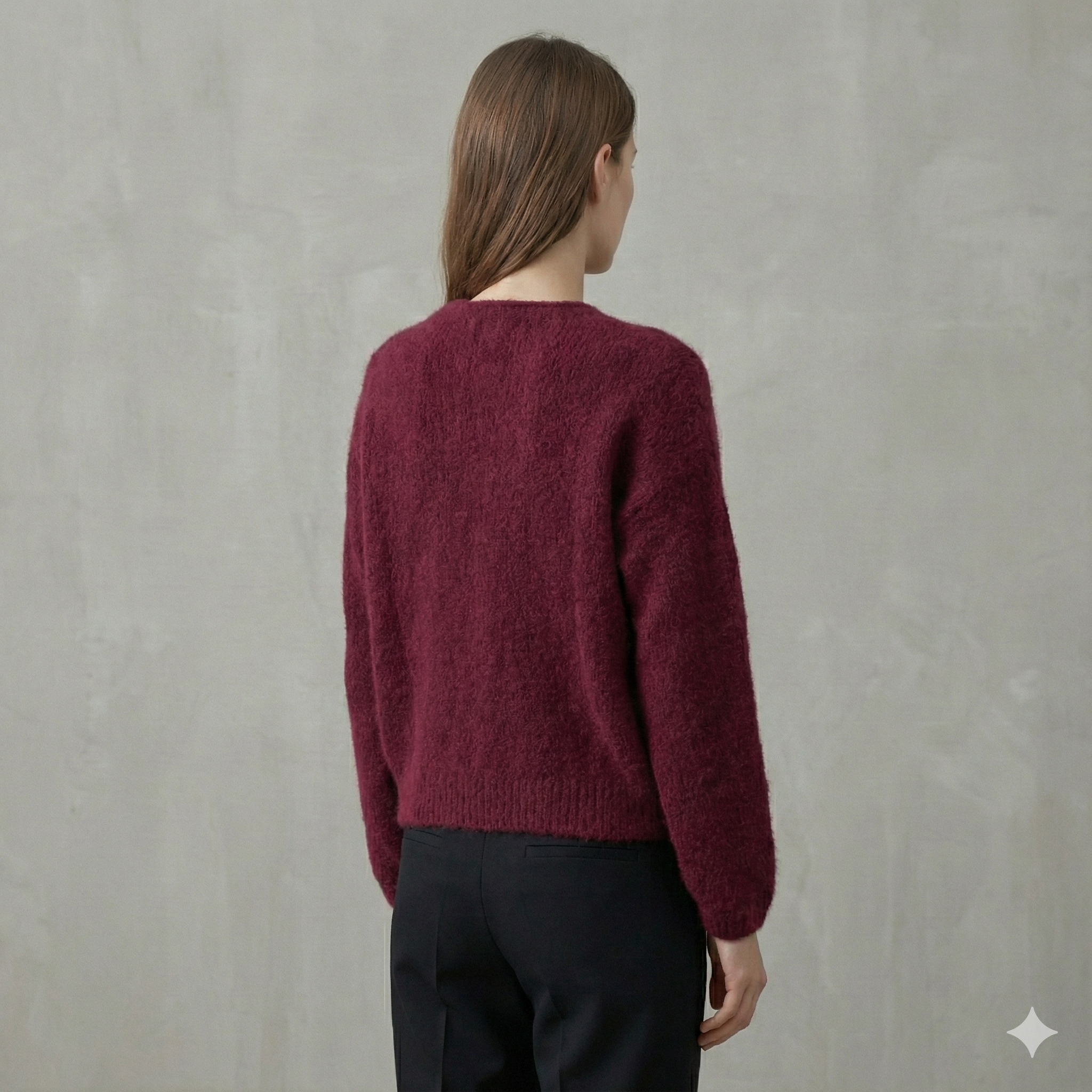 baby alpaca long sleeve Cardigan crew neck art.21502