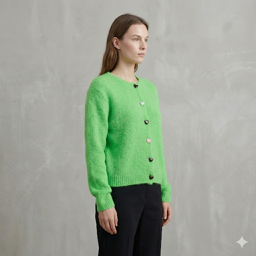 baby alpaca long sleeve Cardigan crew neck art.21502