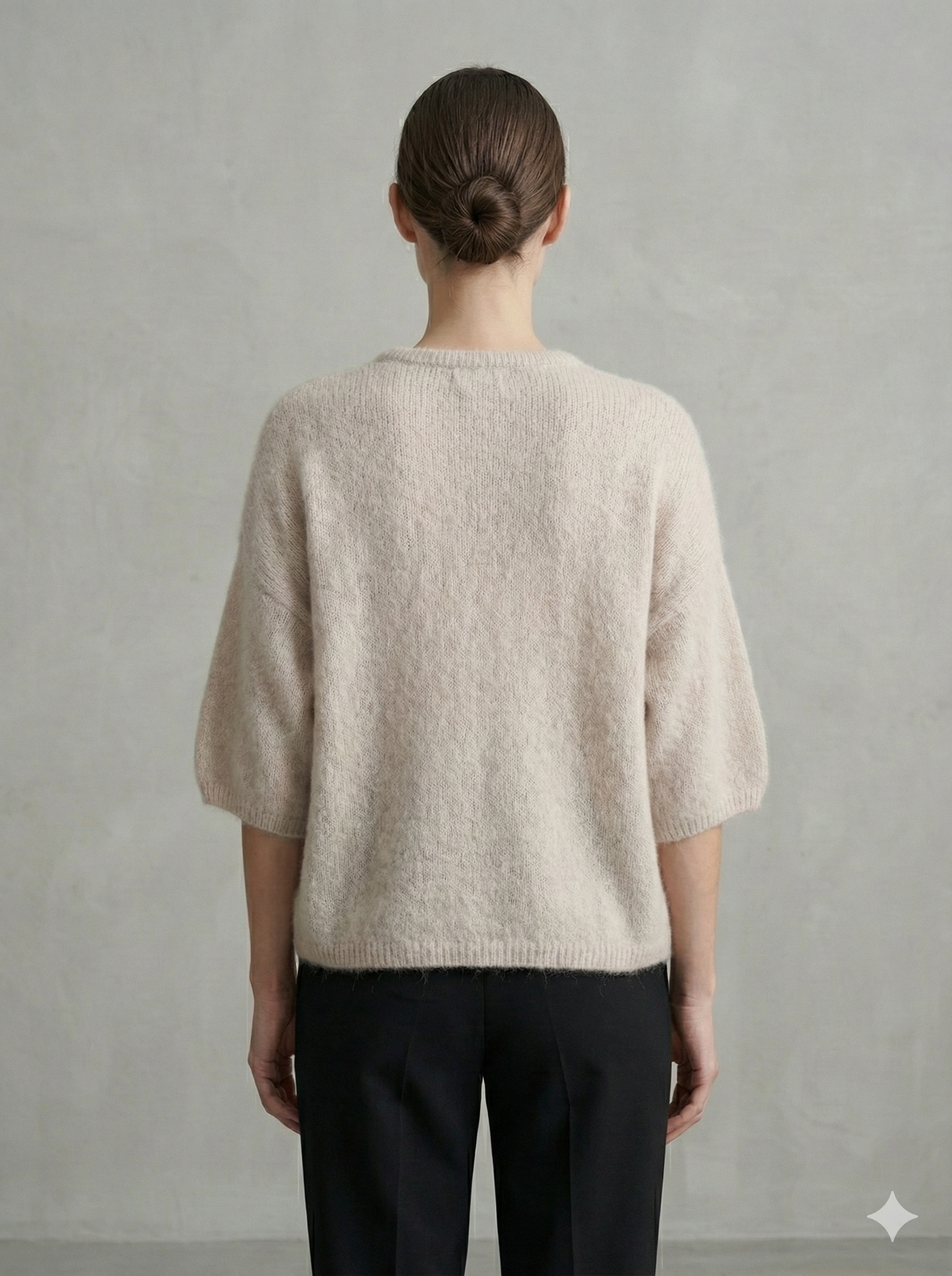 baby alpaca Mid-length sleeve Cardigan crew neck art.21287