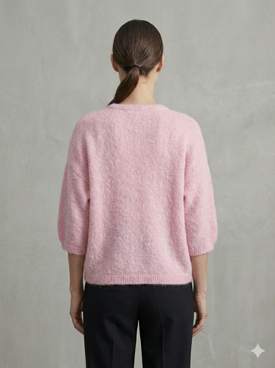 baby alpaca Mid-length sleeve Cardigan crew neck art.21287