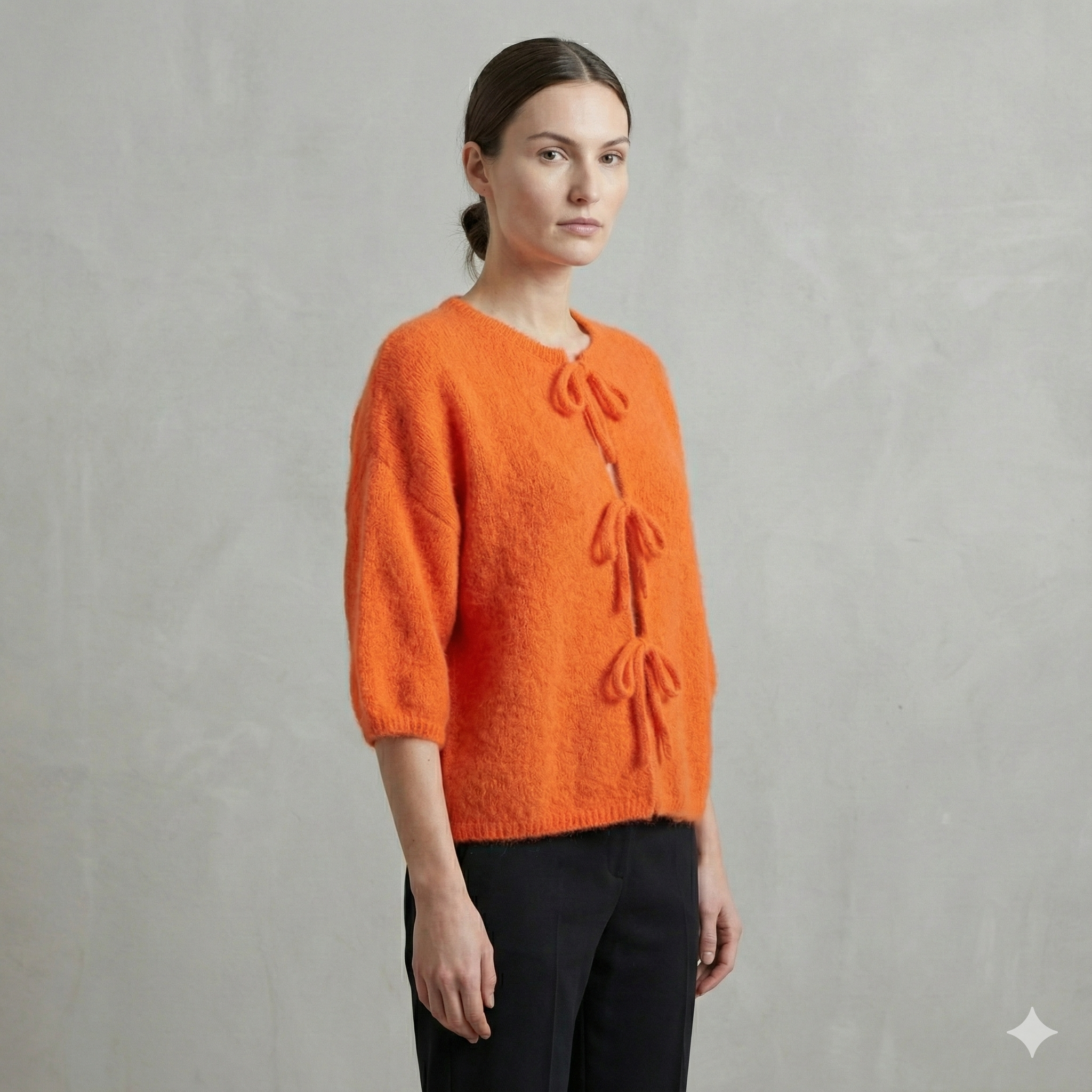 baby alpaca Mid-length sleeve Cardigan crew neck art.21287