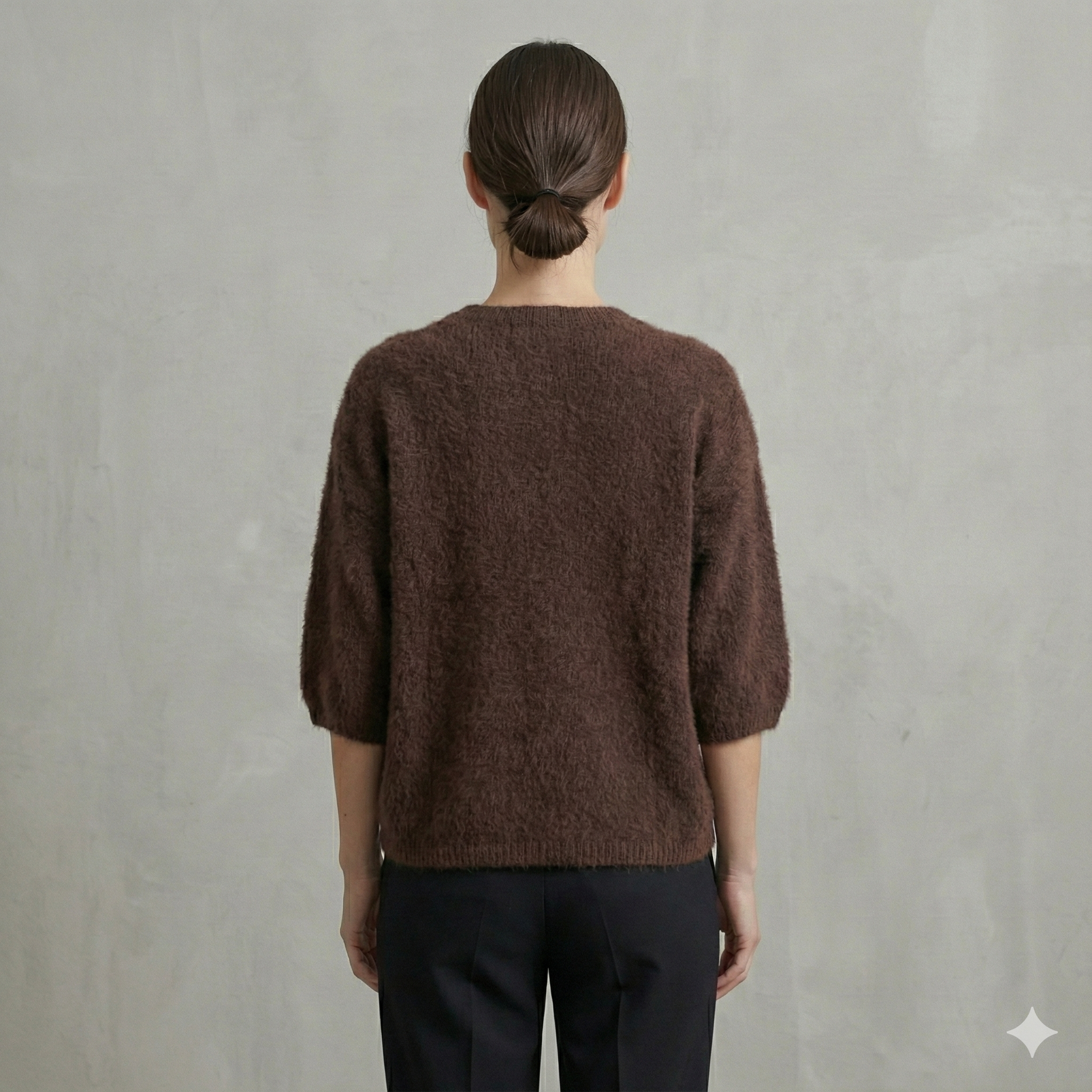 baby alpaca Mid-length sleeve Cardigan crew neck art.21287