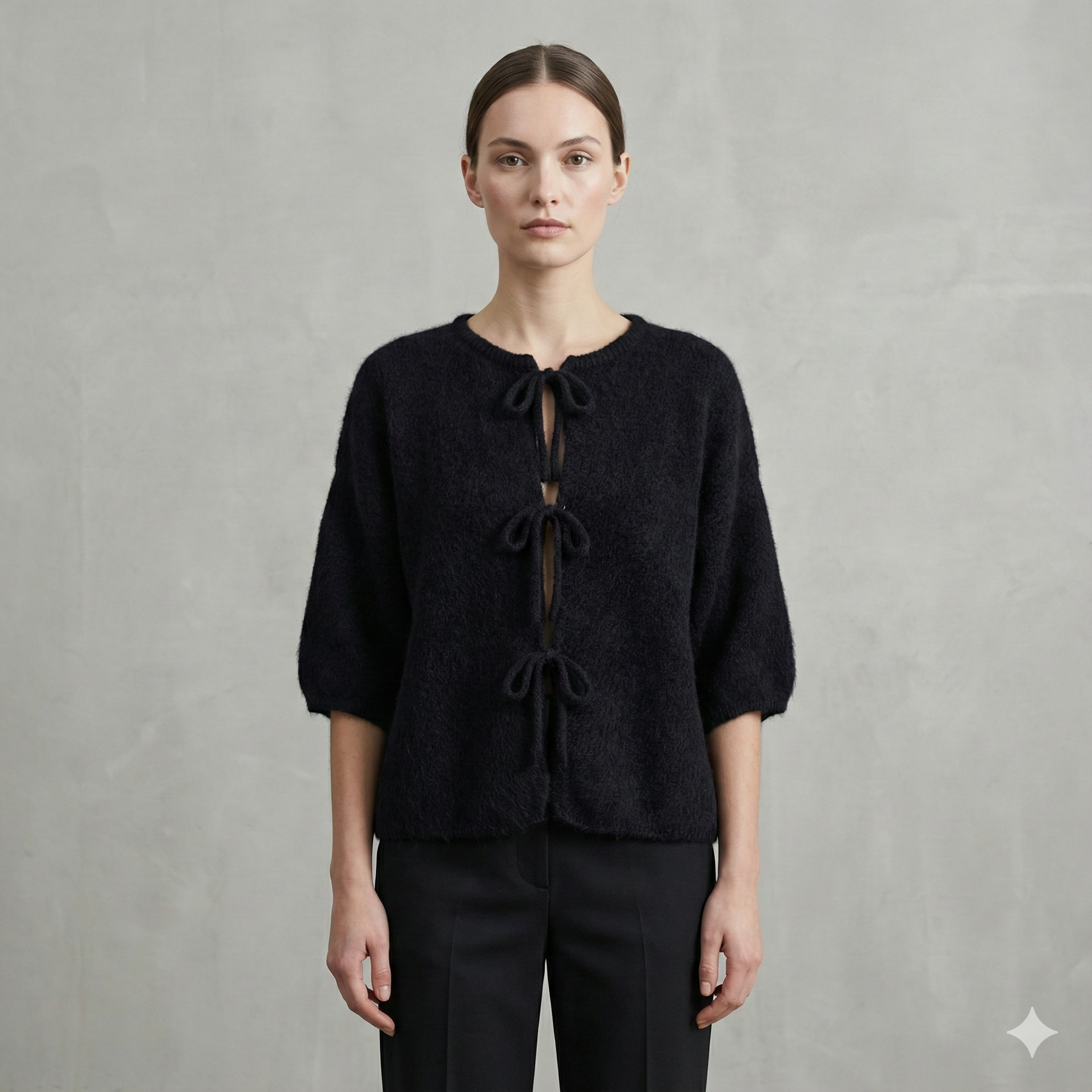 baby alpaca Mid-length sleeve Cardigan crew neck art.21287