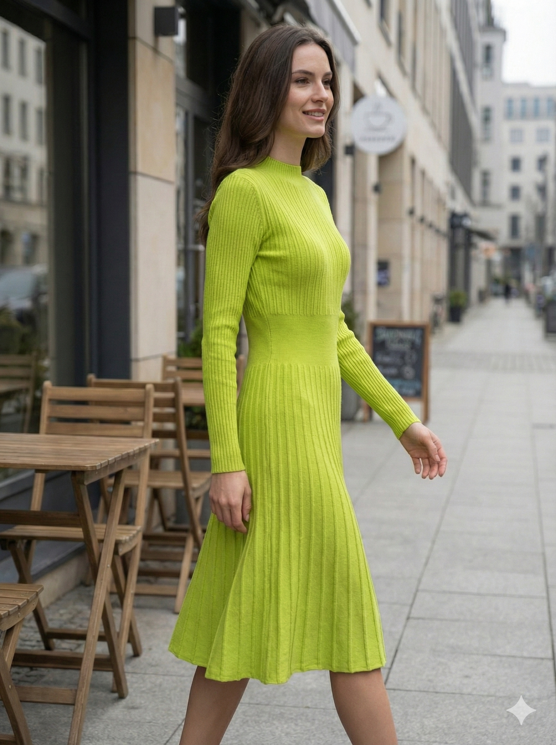 Long skirt sweater with fitted waist and long sleeves art.5201