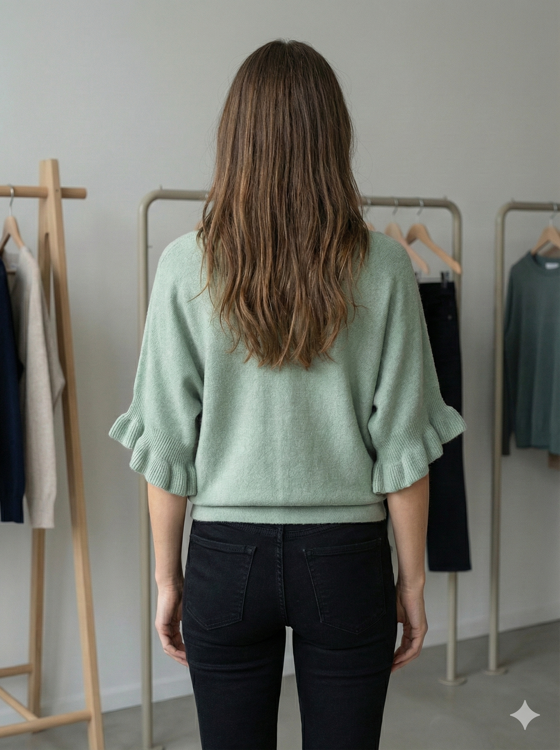 Spring/Summer Sweater, Short Sleeve, Petal-Shaped Sleeves, V-Neck, Casual art.sy8193