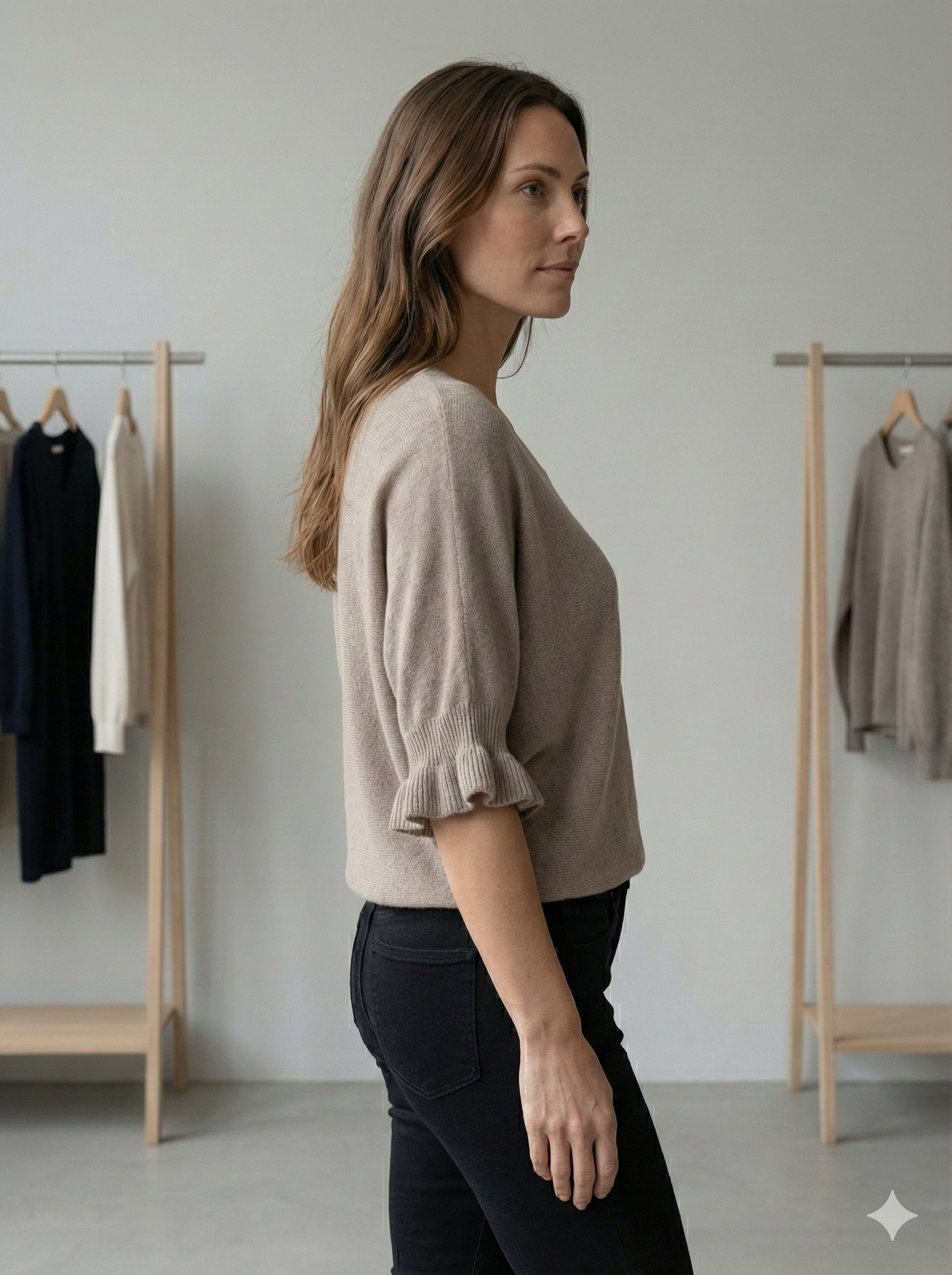 Spring/Summer Sweater, Short Sleeve, Petal-Shaped Sleeves, V-Neck, Casual art.sy8193