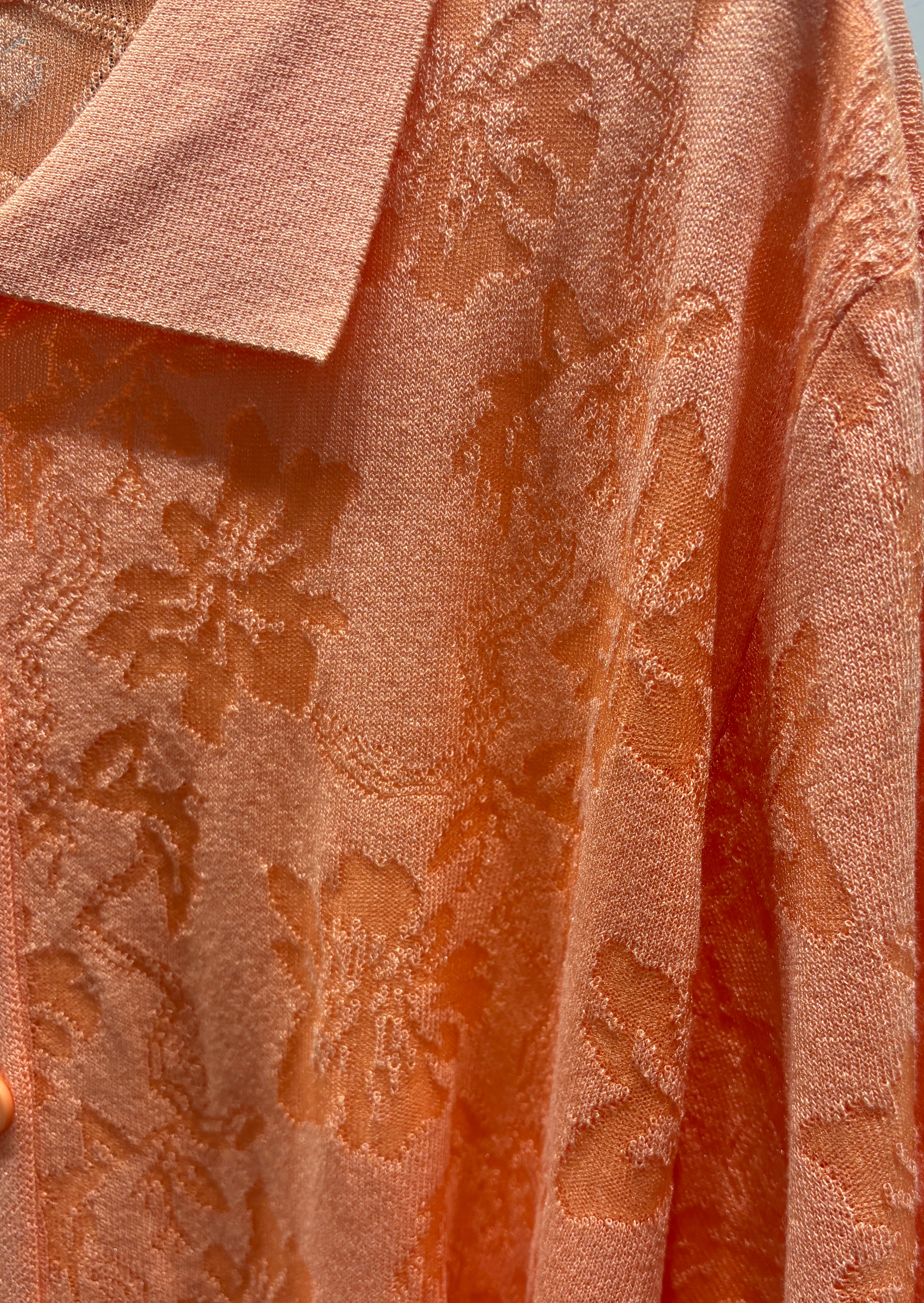 Spring/Summer Sweater, Jacquard, Polo Collar, Tie-Waist, Long, Button-Up Cardigan, art.6896