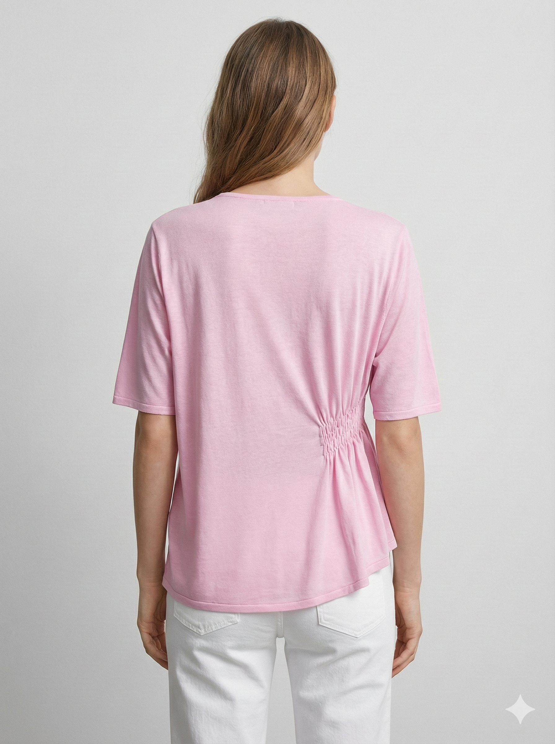 Short-sleeved,Pleats, single-sided slit, V-neck, casual. art.6906