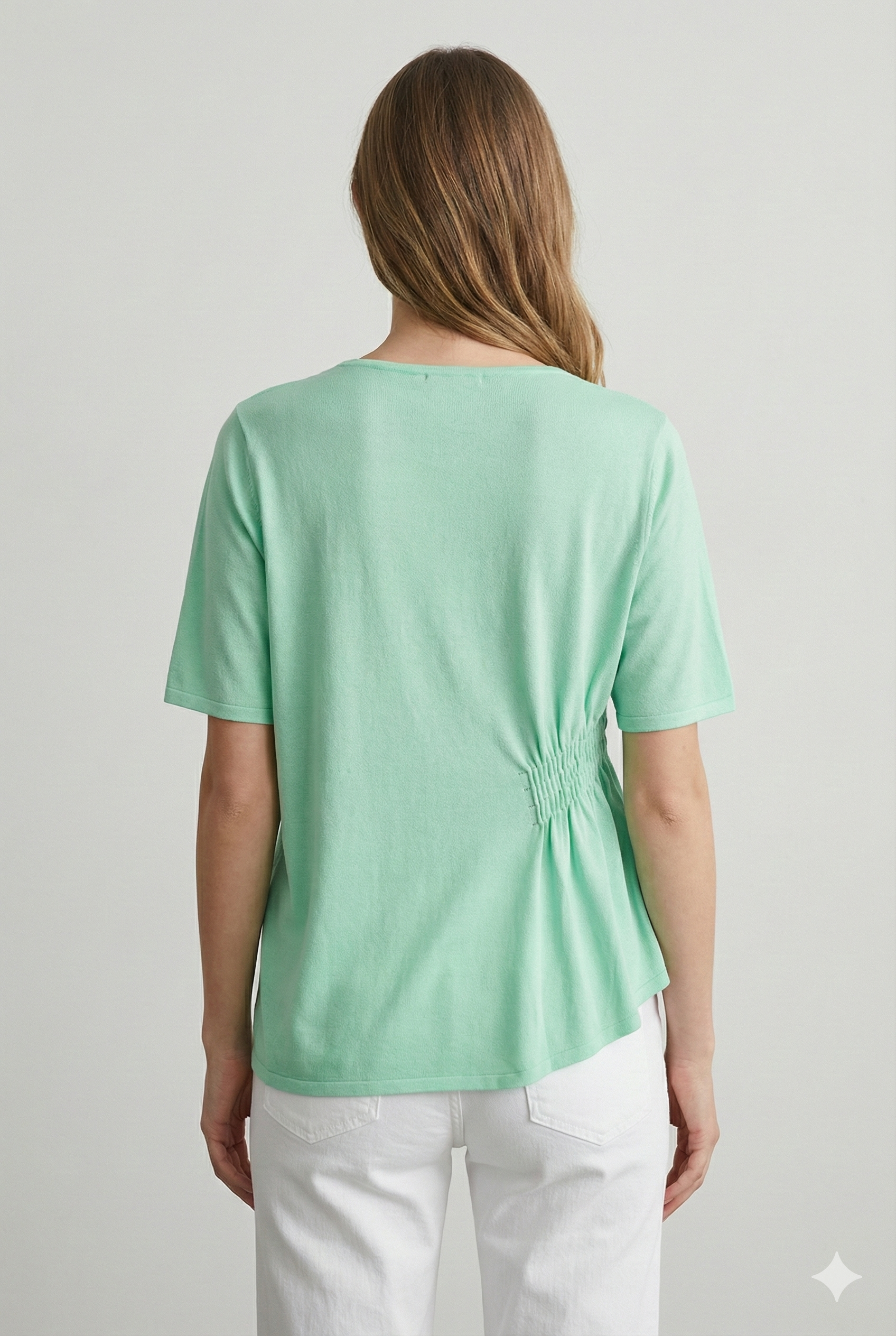 Short-sleeved,Pleats, single-sided slit, V-neck, casual. art.6906