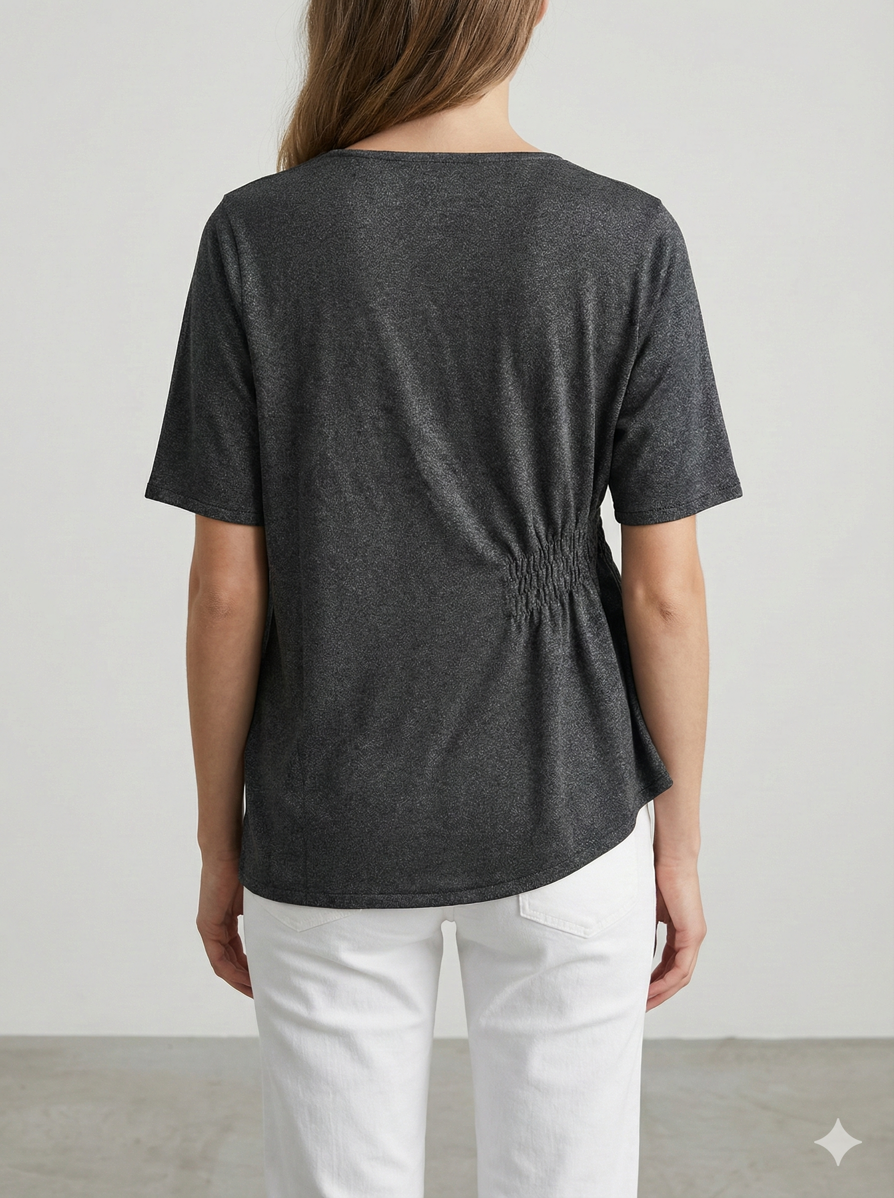 Short-sleeved,Pleats, single-sided slit, V-neck, casual. art.6906