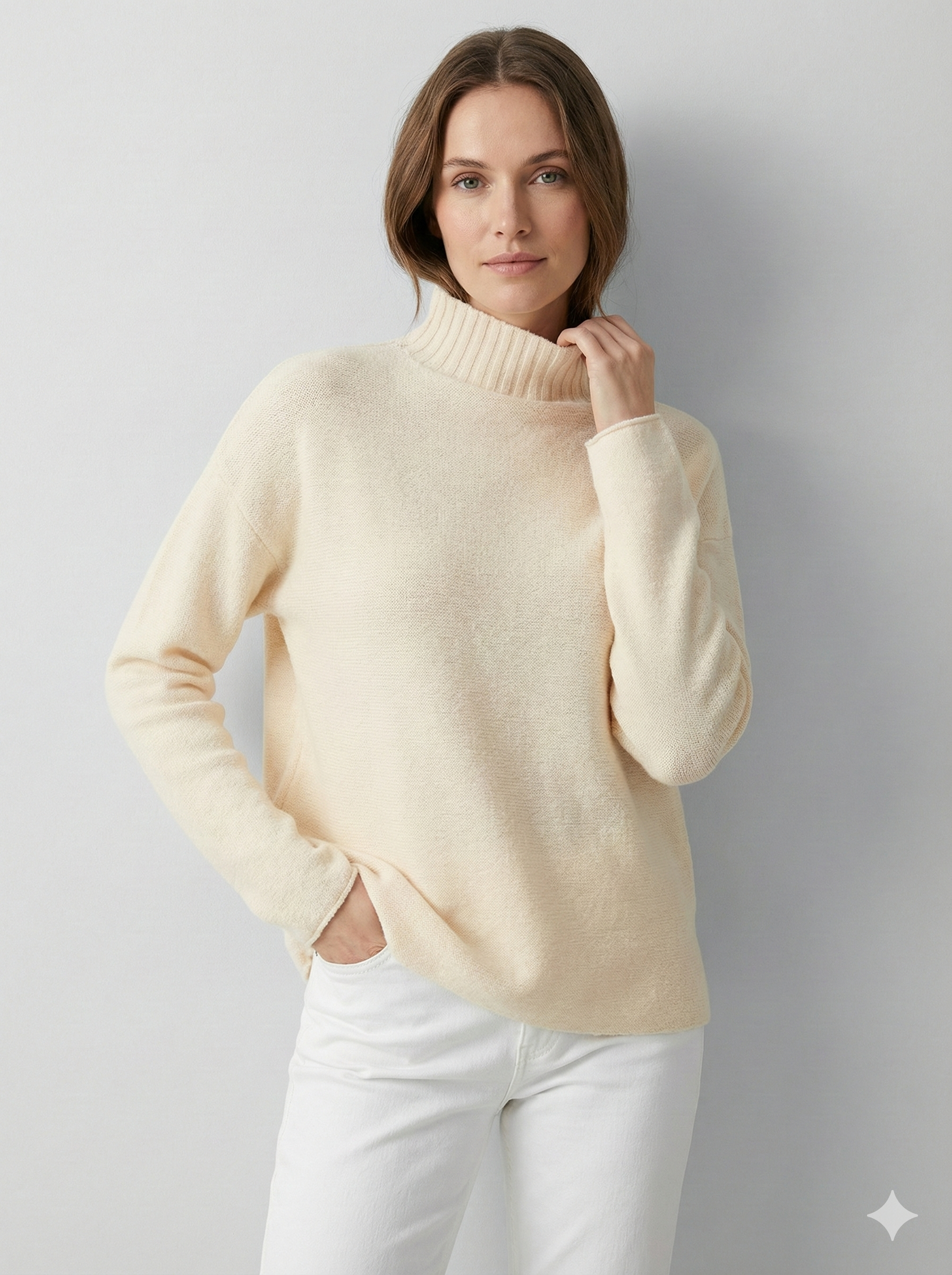 High neck, long sleeves. Classic and casual, perfect for spring. art.sy8861