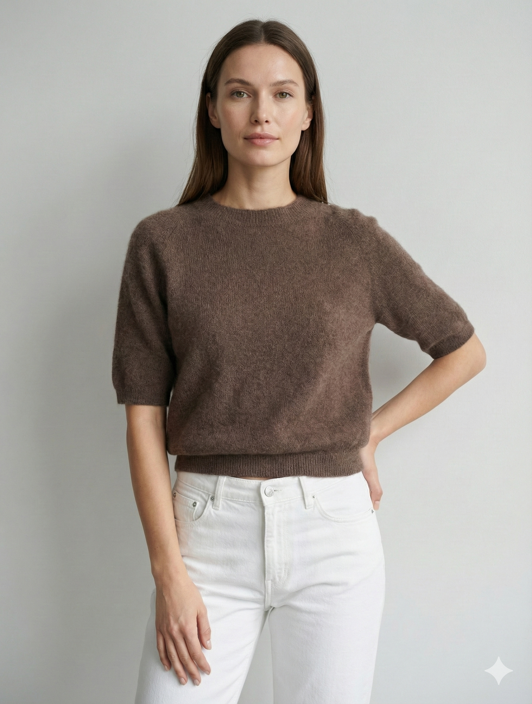 Like alpaca Short-sleeved crew neck Suitable for early spring art.8862