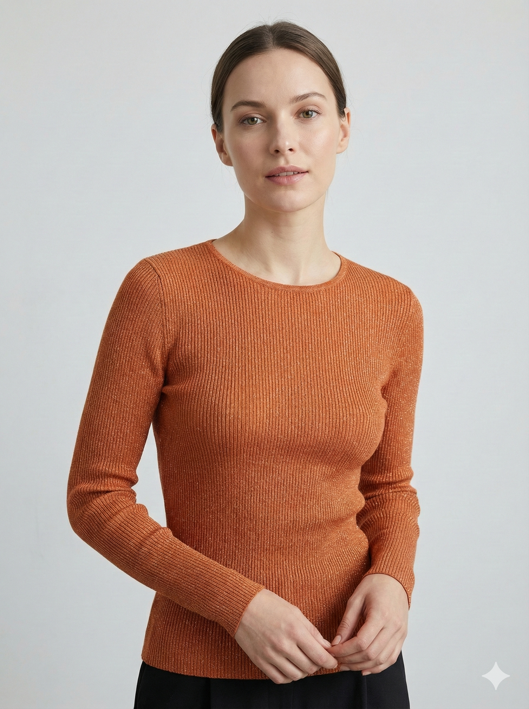 Crew-neck base layer sweater lurex rc089