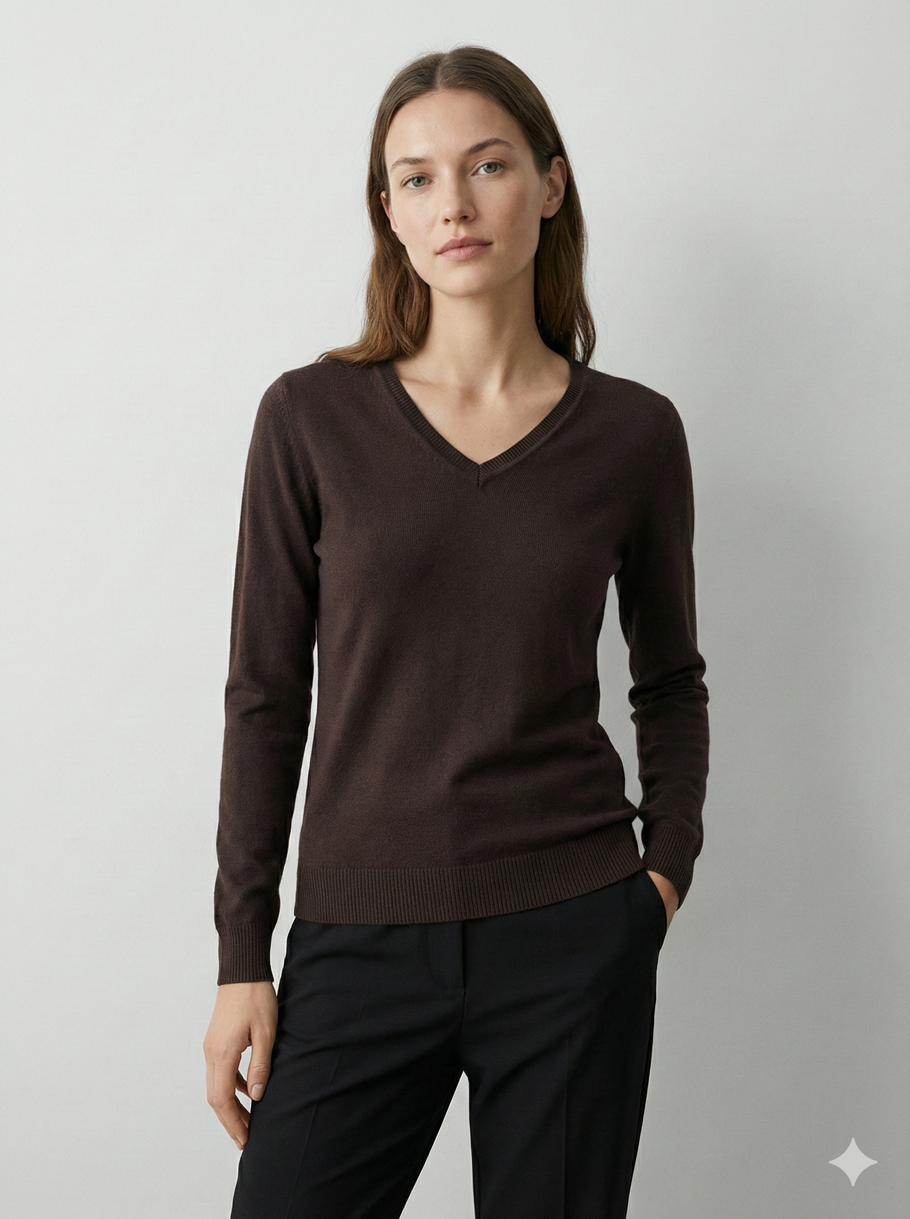 V-neck long sleeves base sweater rc062
