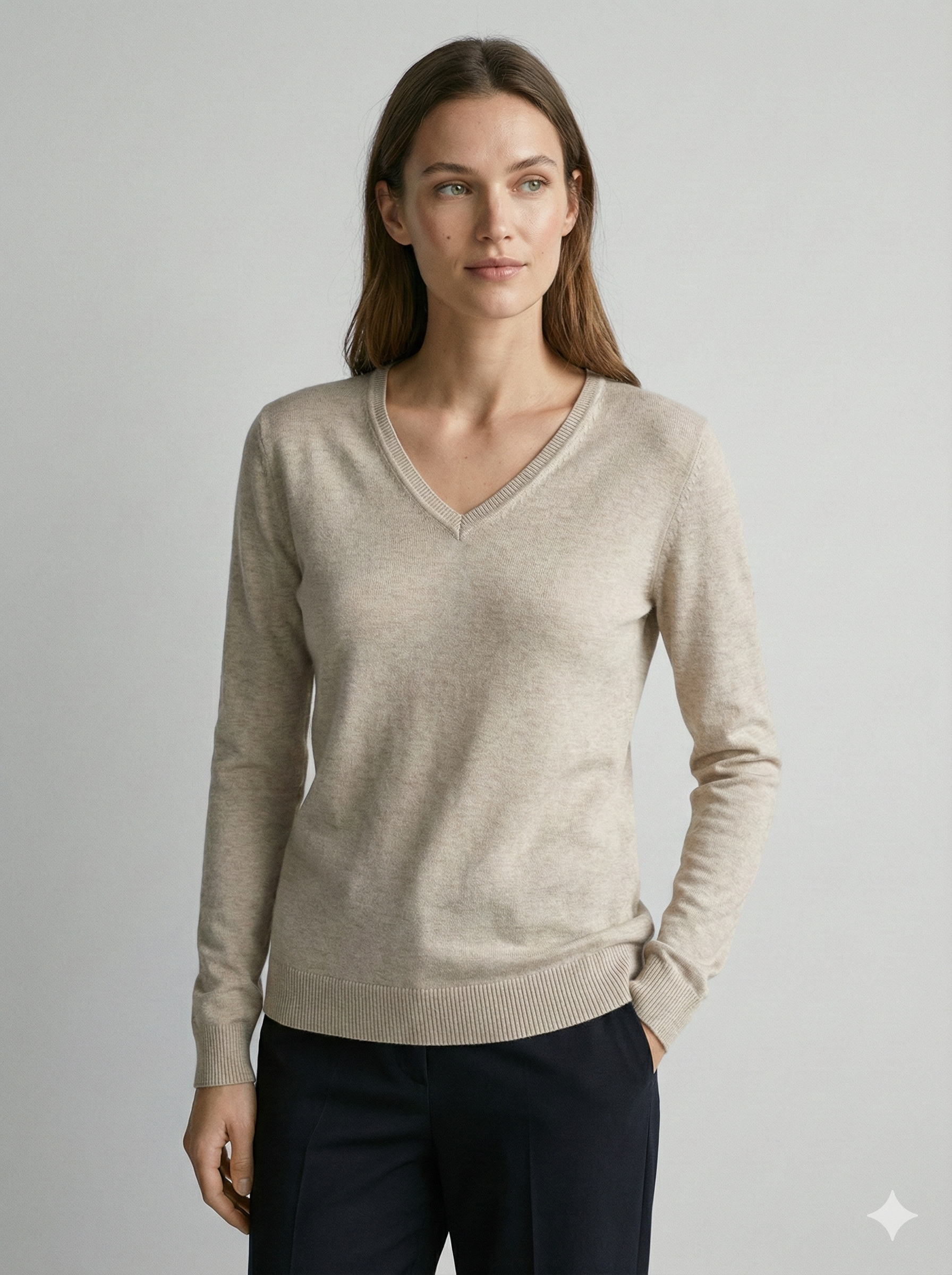 V-neck long sleeves base sweater rc062