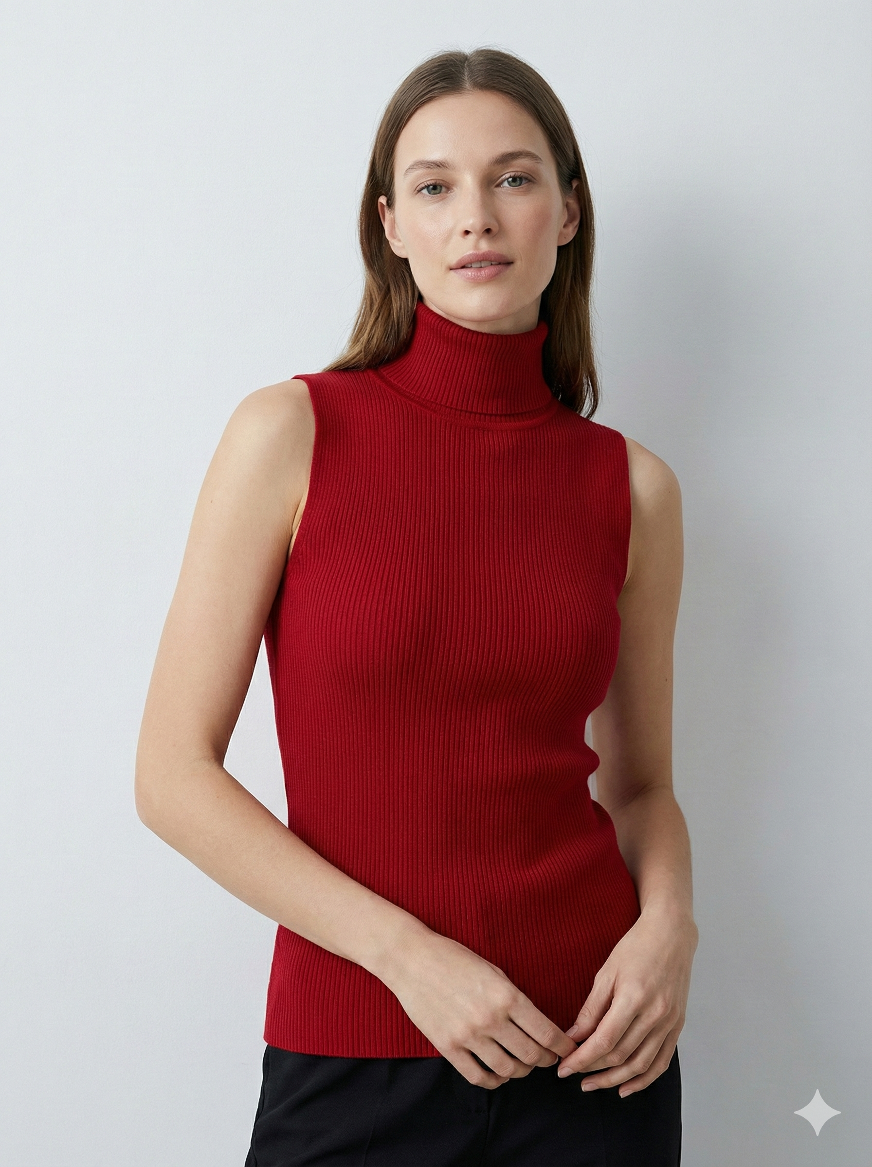 High-necked sleeveless base layer sweater rc070
