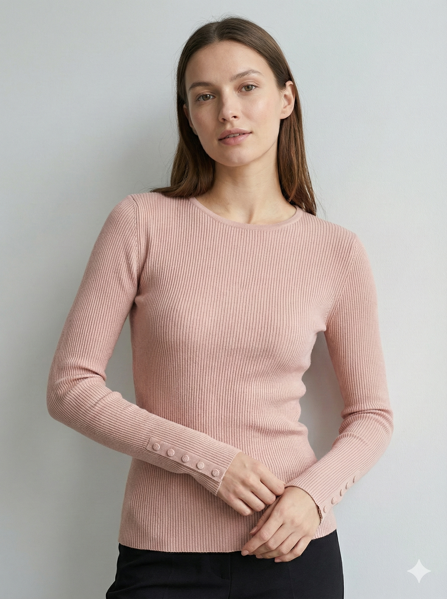Crew-necked long sleeves base layer sweater rc077