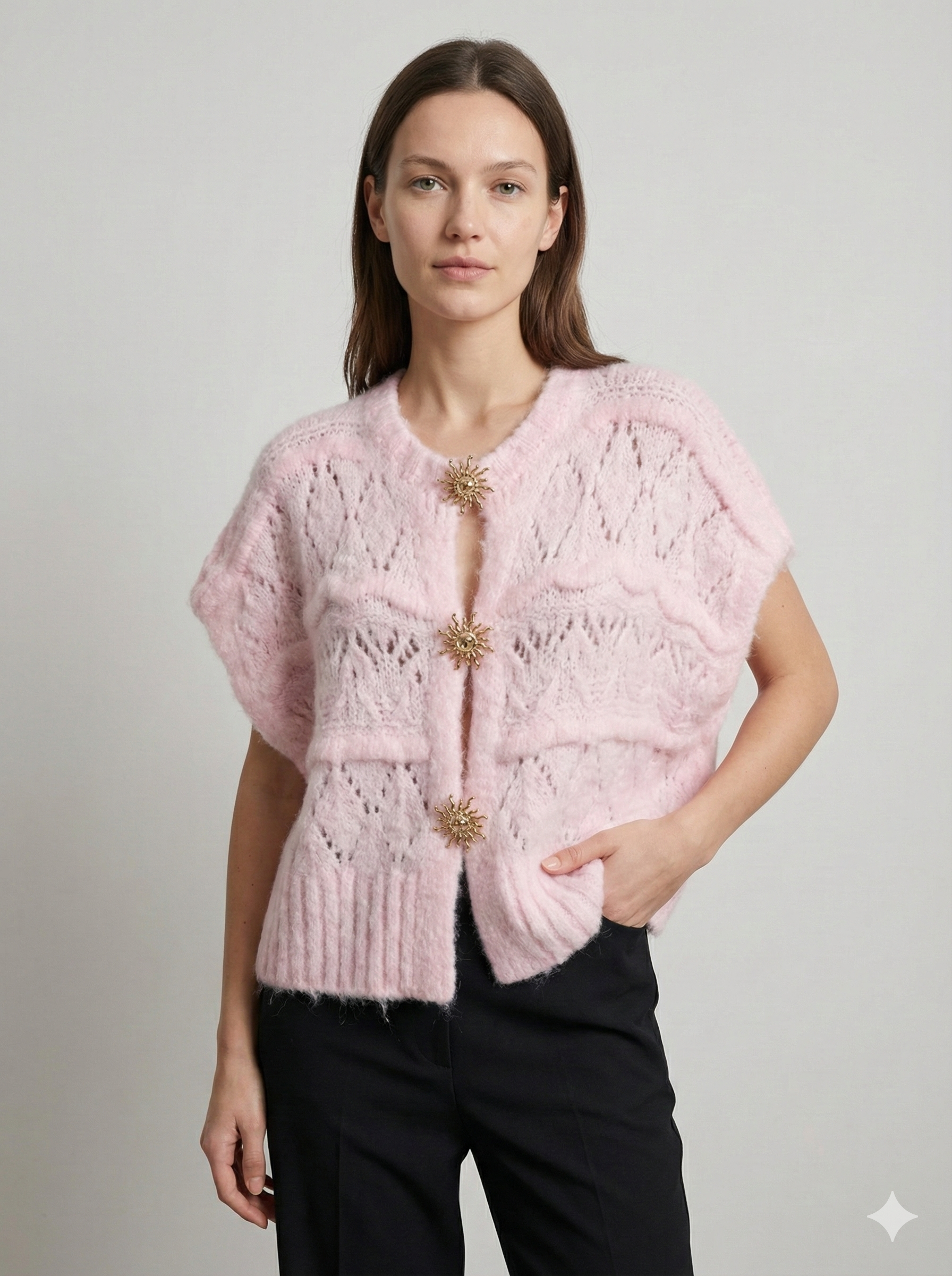 Sweater vest with metal buttons, sleeveless art.21611