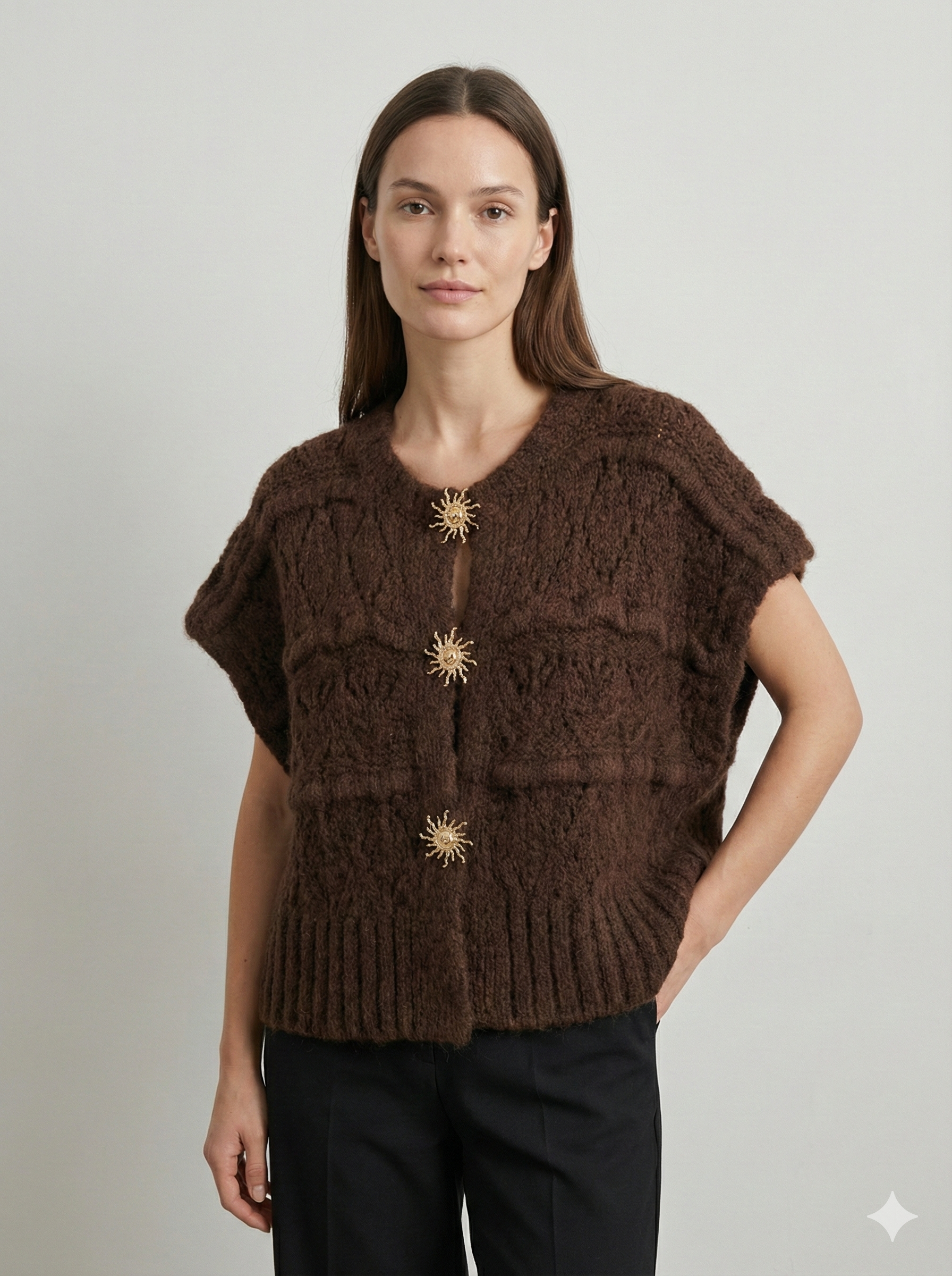 Sweater vest with metal buttons, sleeveless art.21611