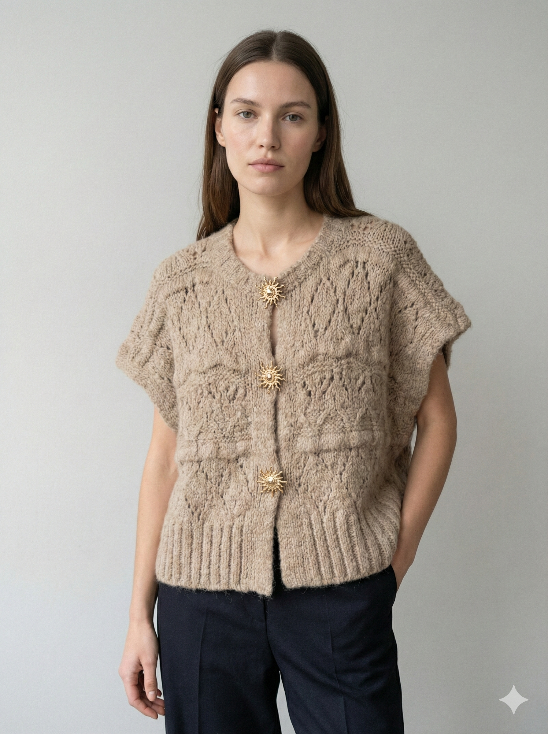 Sweater vest with metal buttons, sleeveless art.21611