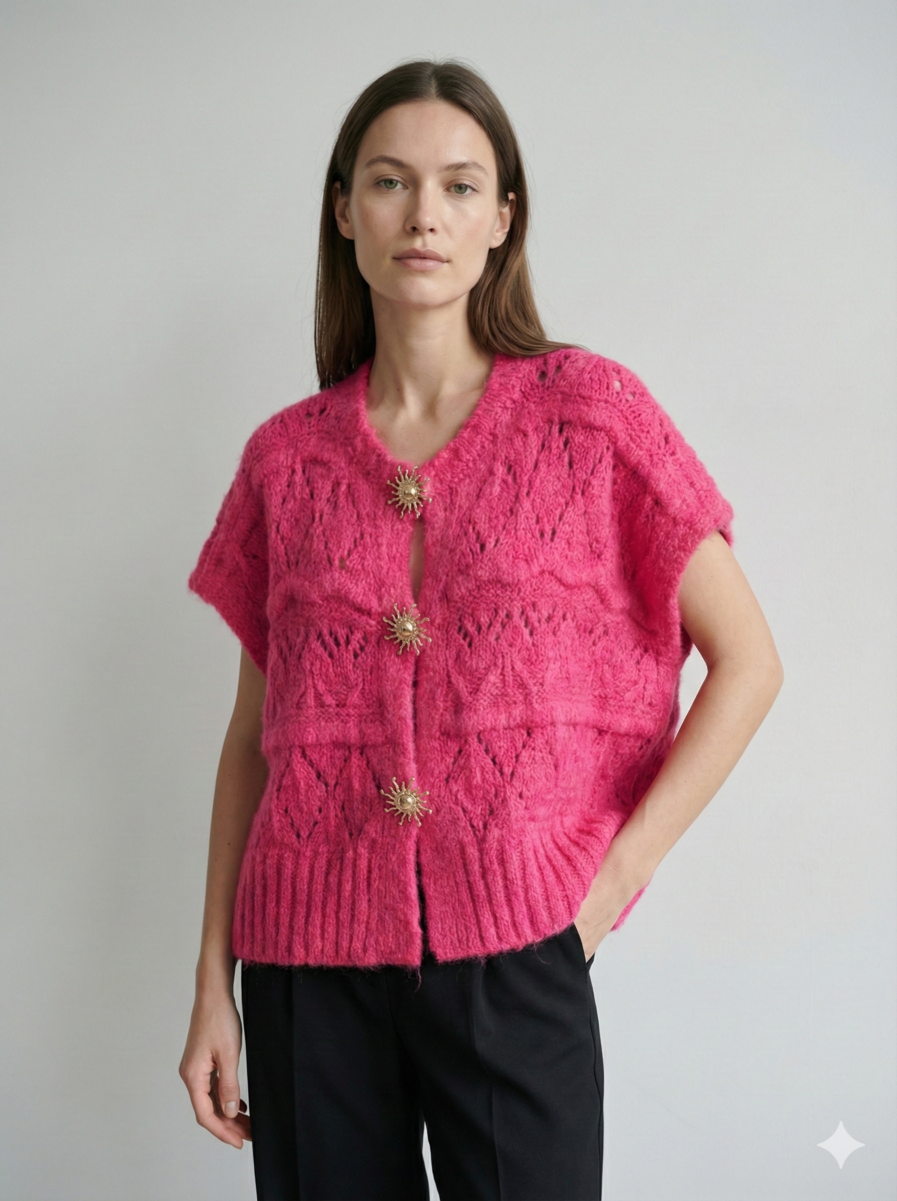 Sweater vest with metal buttons, sleeveless art.21611