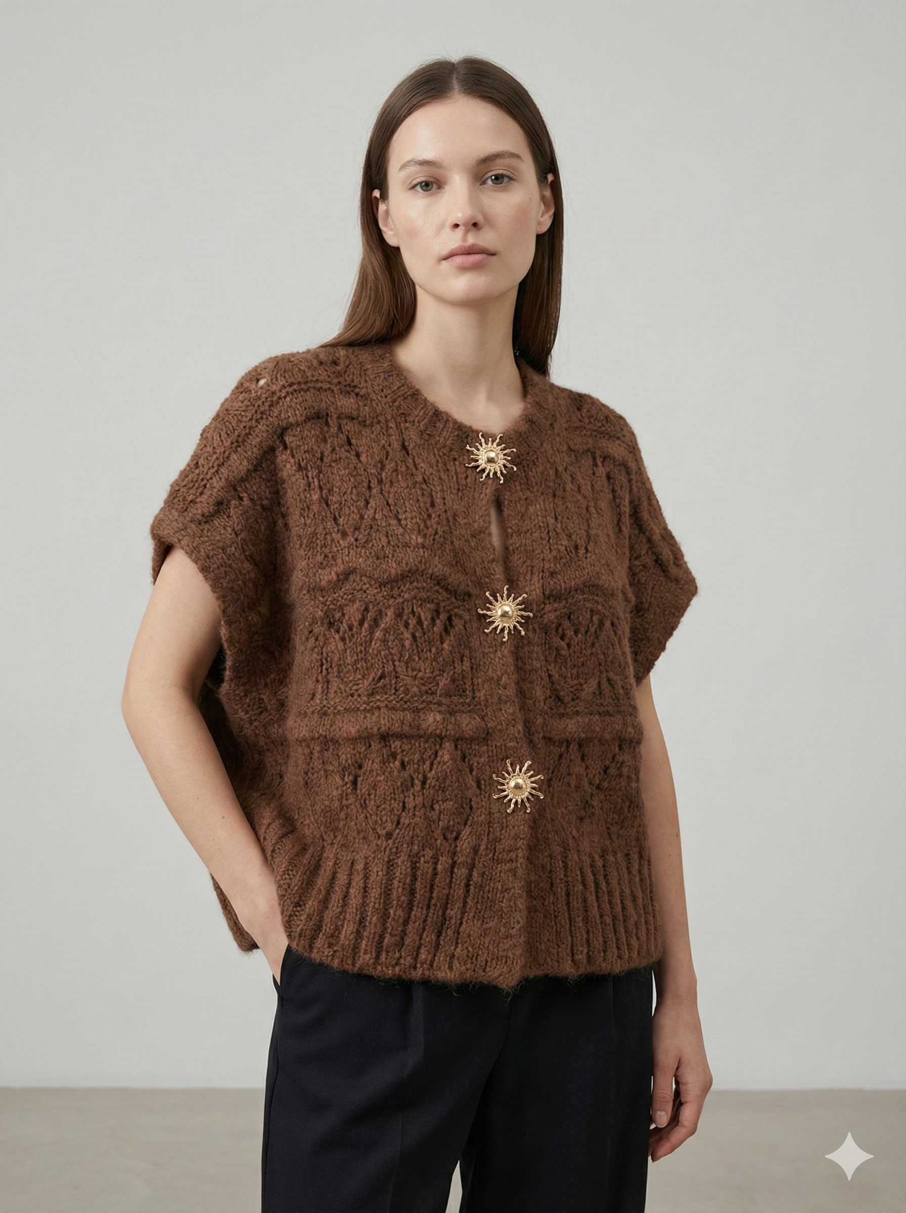 Sweater vest with metal buttons, sleeveless art.21611