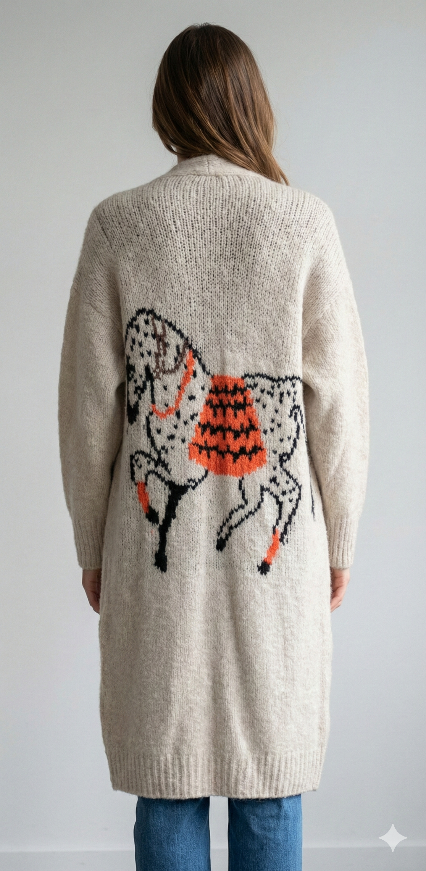 Horse. Jacquard pattern on the back. Sweater/Coat art. 21377