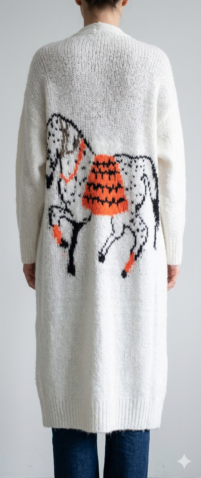 Horse. Jacquard pattern on the back. Sweater/Coat art. 21377