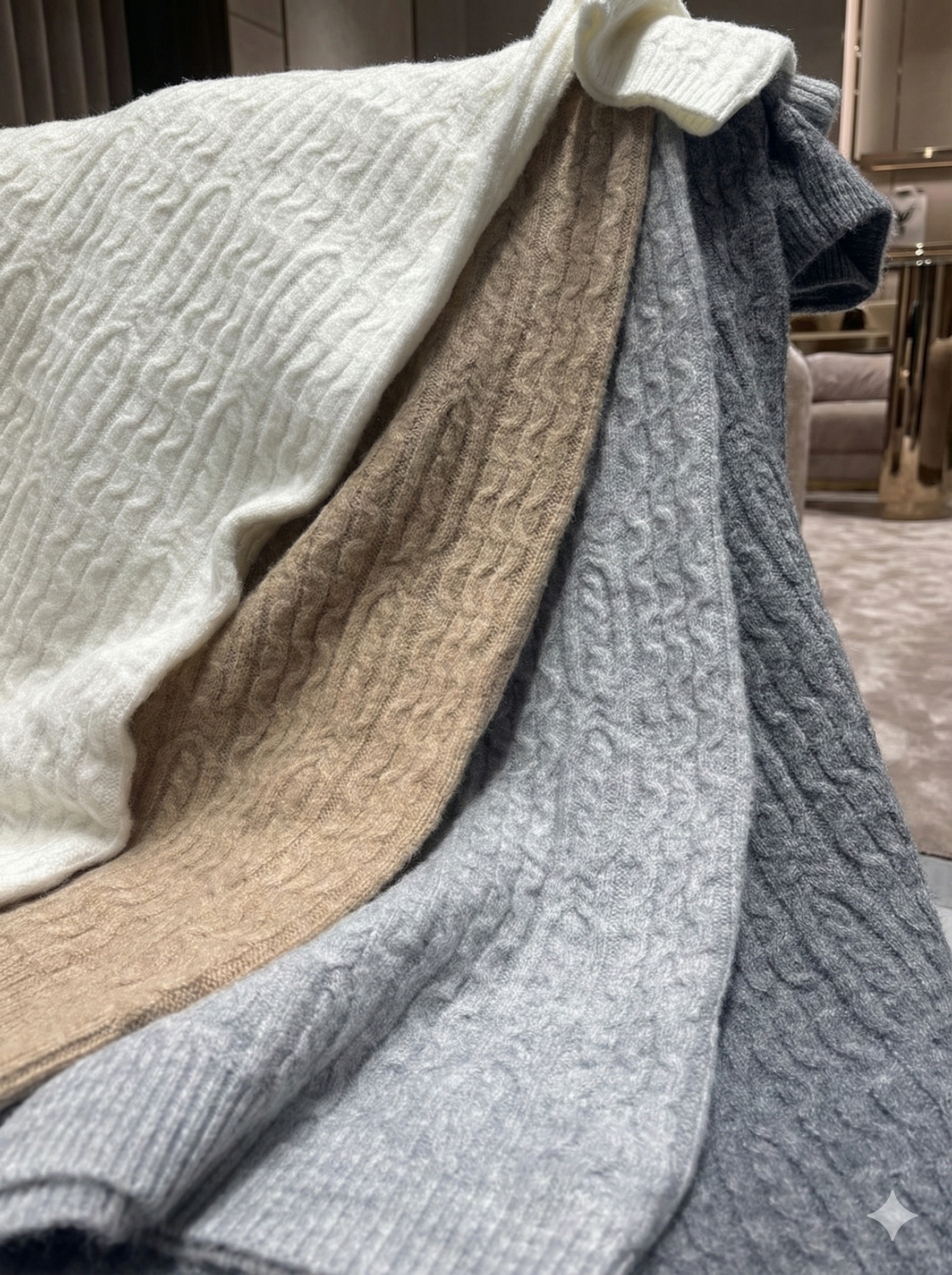 Like Alpaca style, short-sleeved long twisted rope sweater art HZ907