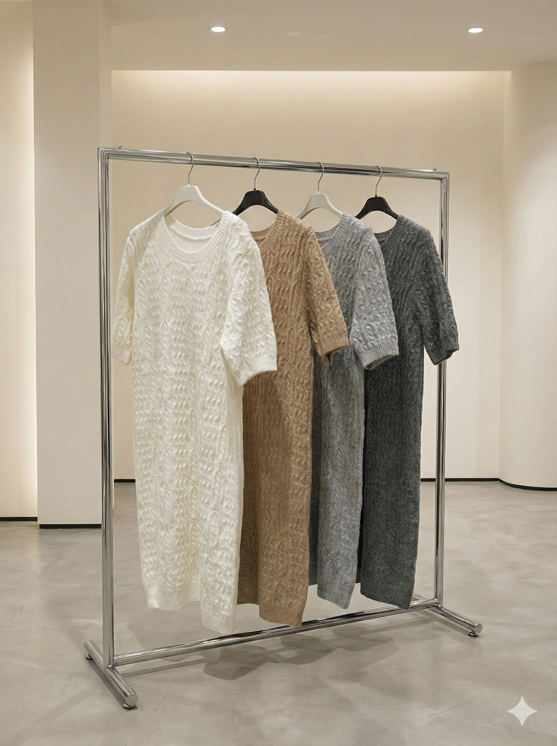 Like Alpaca style, short-sleeved long twisted rope sweater art HZ907