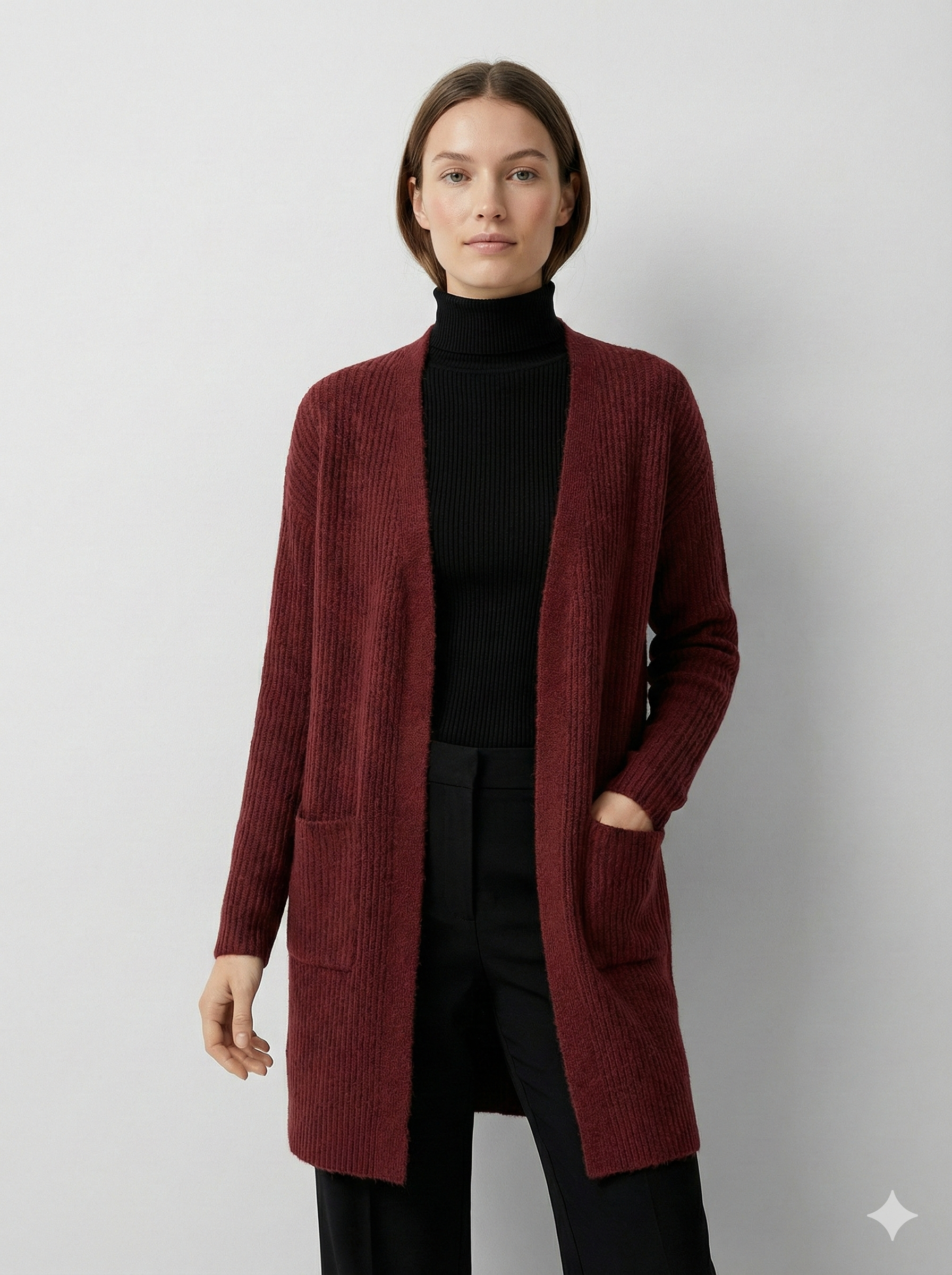 Long cardigan or knitted cardigan with pockets, highly elastic, perfect for early spring art na615