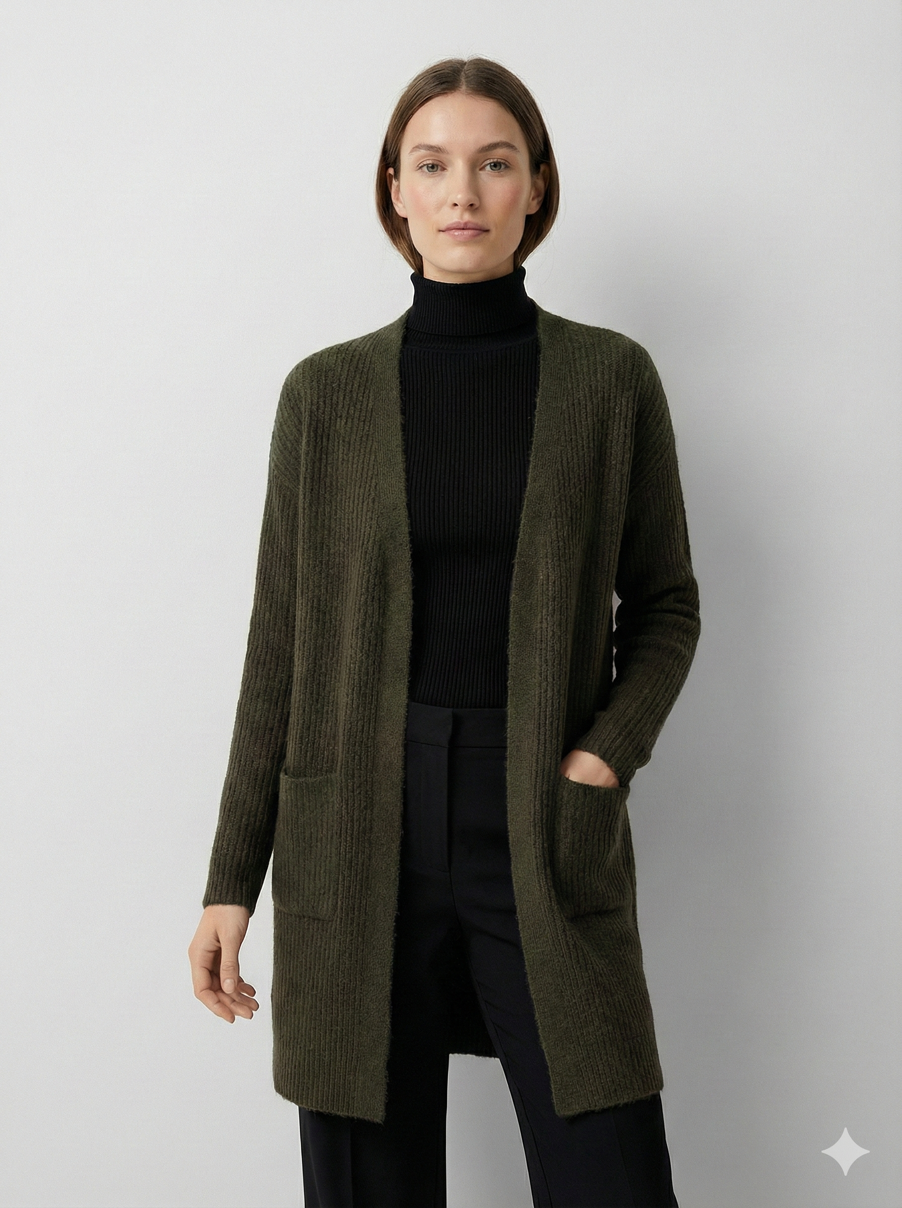 Long cardigan or knitted cardigan with pockets, highly elastic, perfect for early spring art na615